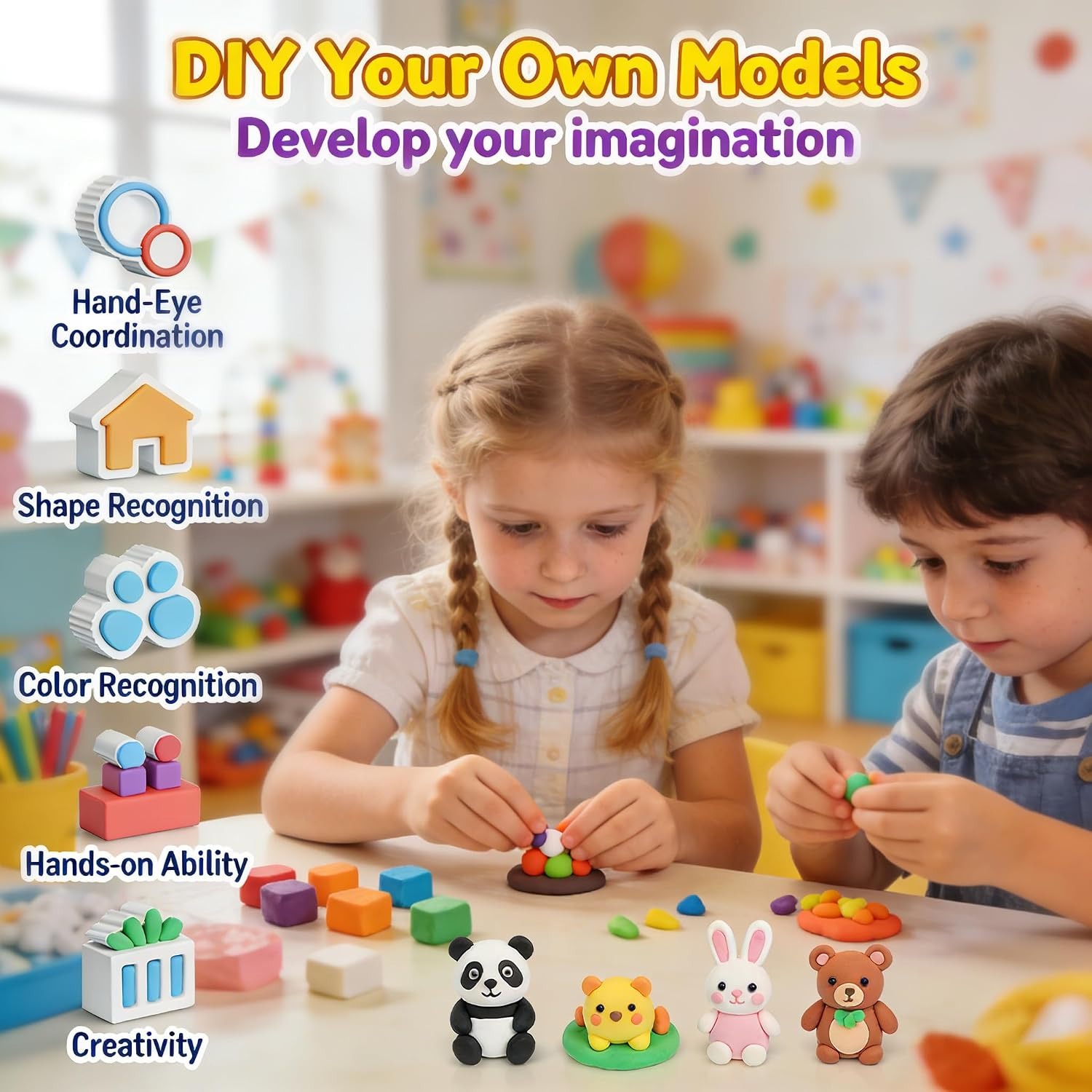 56 Colour Air Dry Clay Kit with Sculpting Tools: image 6