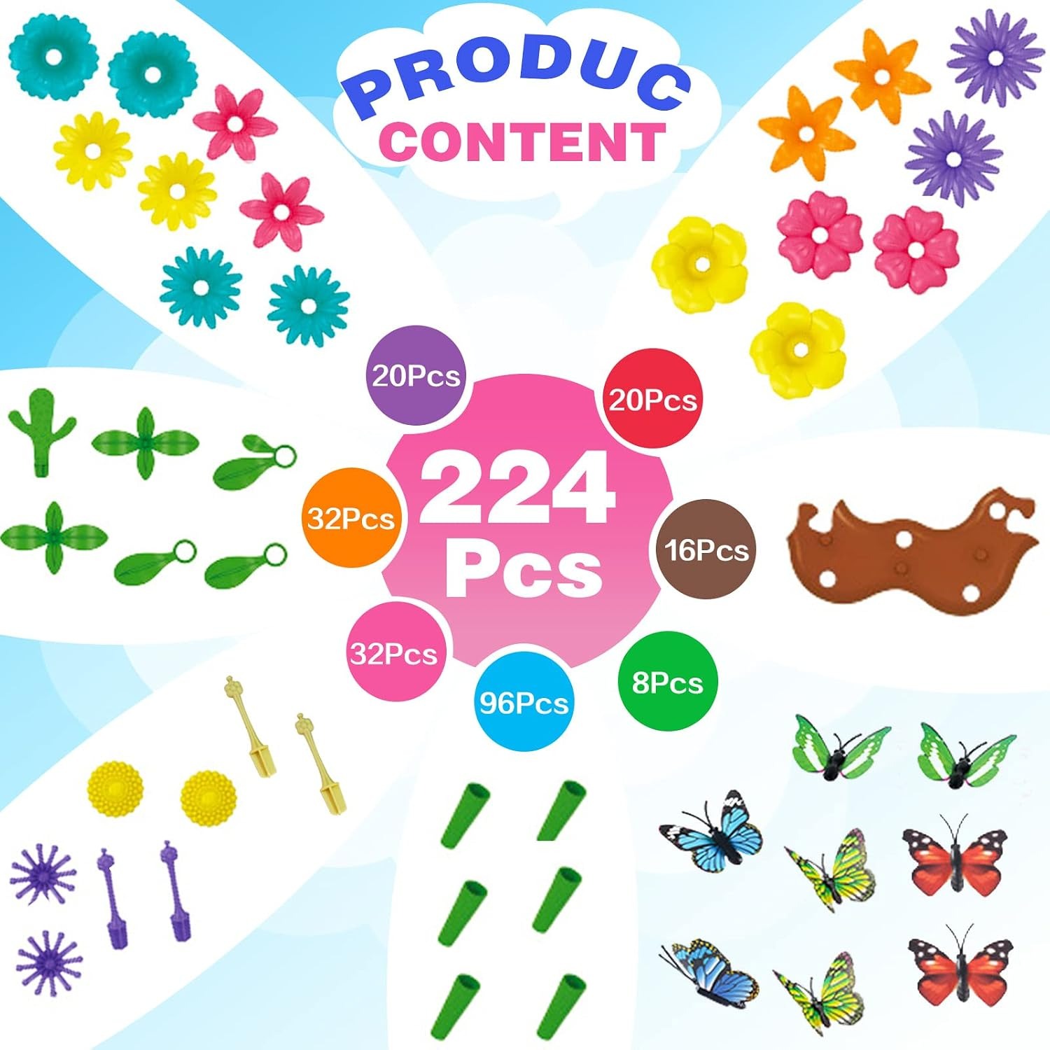 Flower Garden Building Set, 224 Pieces