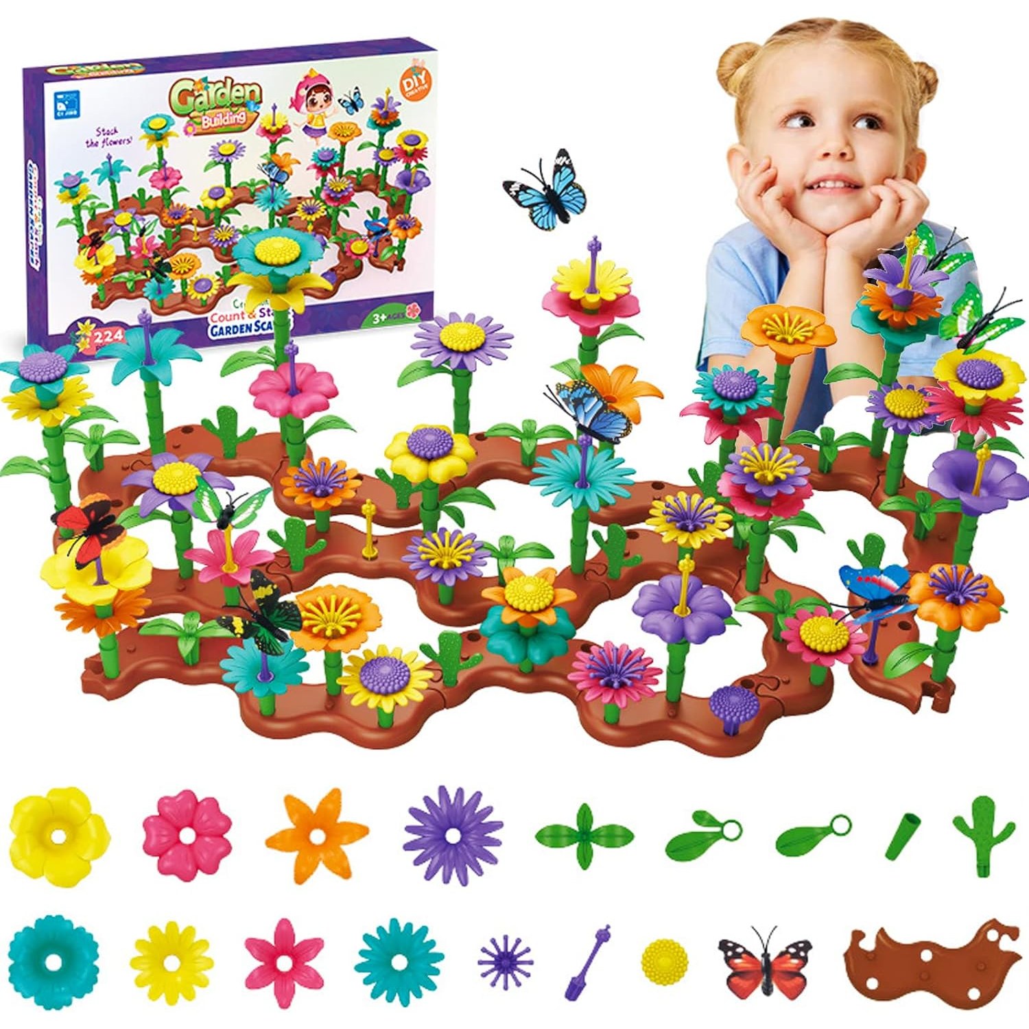 Flower Garden Building Set, 224 Pieces