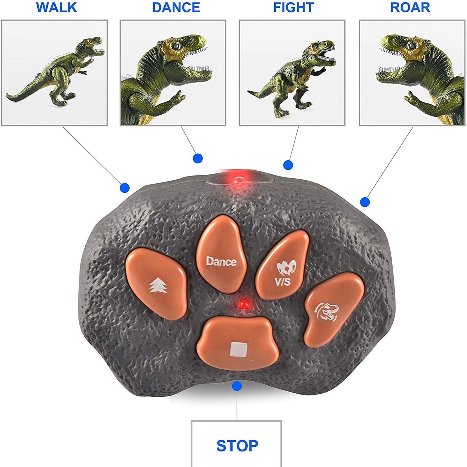 Remote Control Walking Dinosaur with LED Lights and Roar Sound
