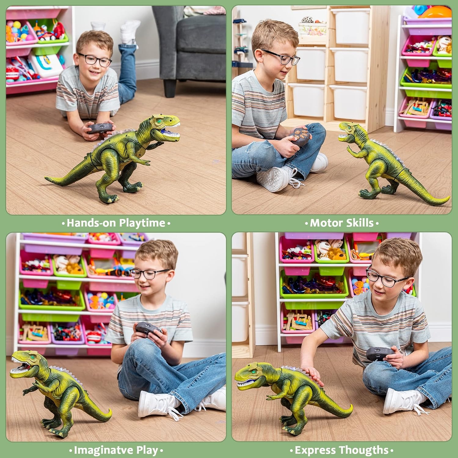 Remote Control Walking Dinosaur with LED Lights and Roar Sound