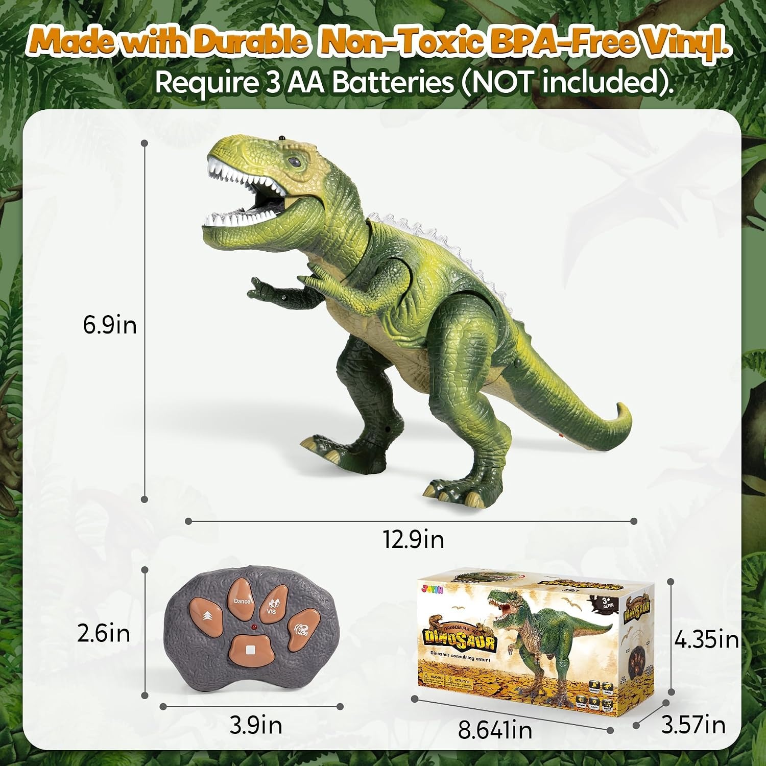 Remote Control Walking Dinosaur with LED Lights and Roar Sound