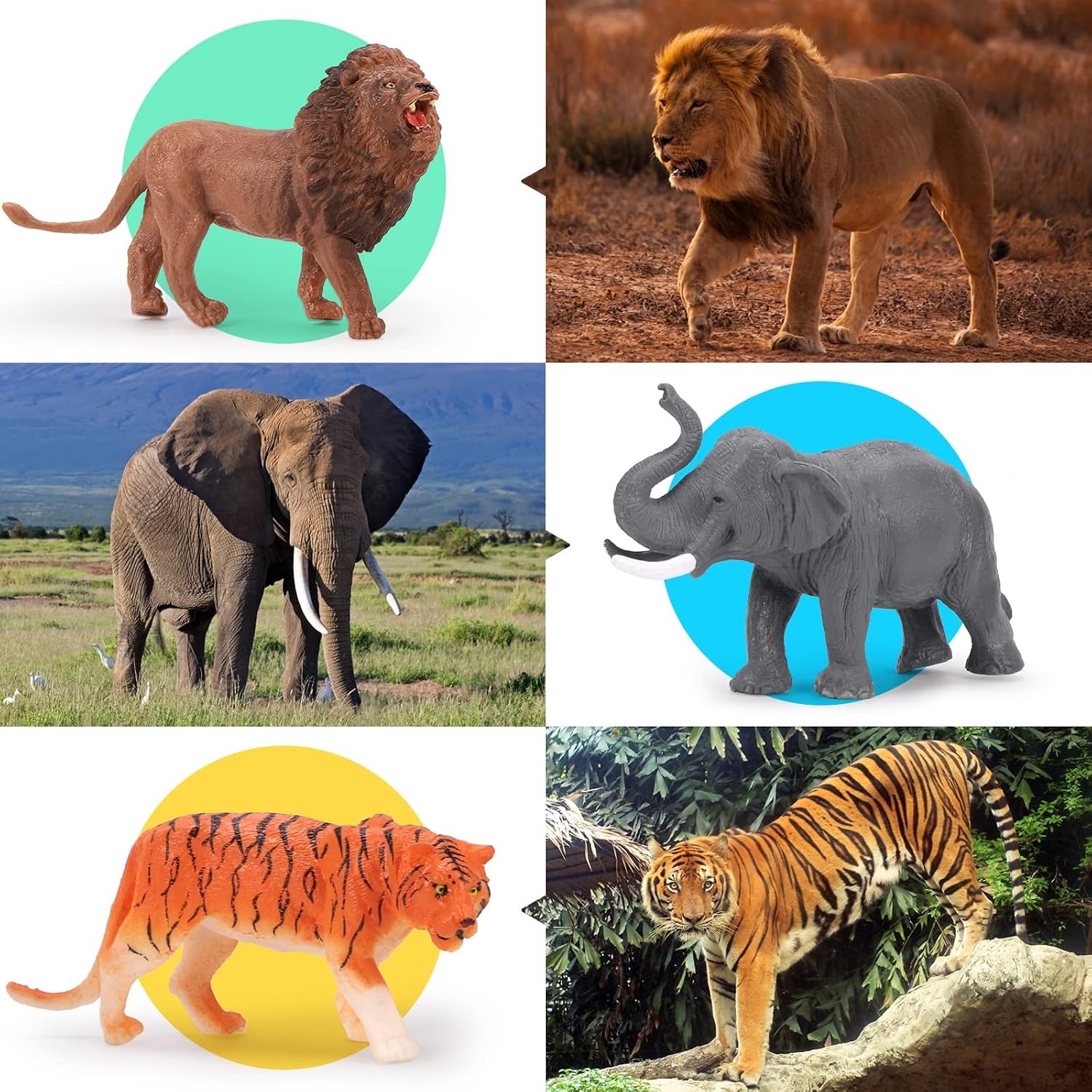 Safari Animal Figures Set, 42 Pieces with Storage Case