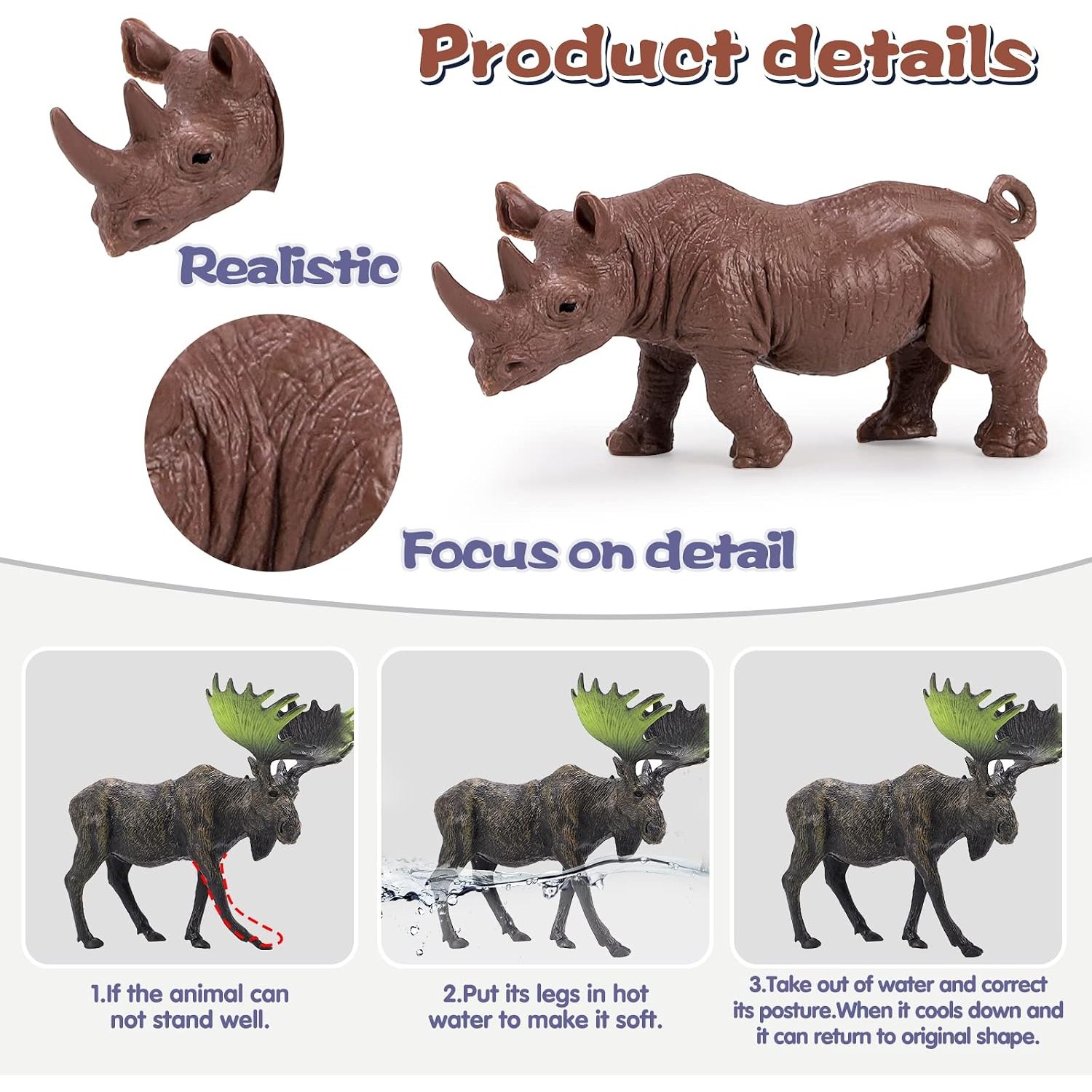 Safari Animal Figures Set, 42 Pieces with Storage Case