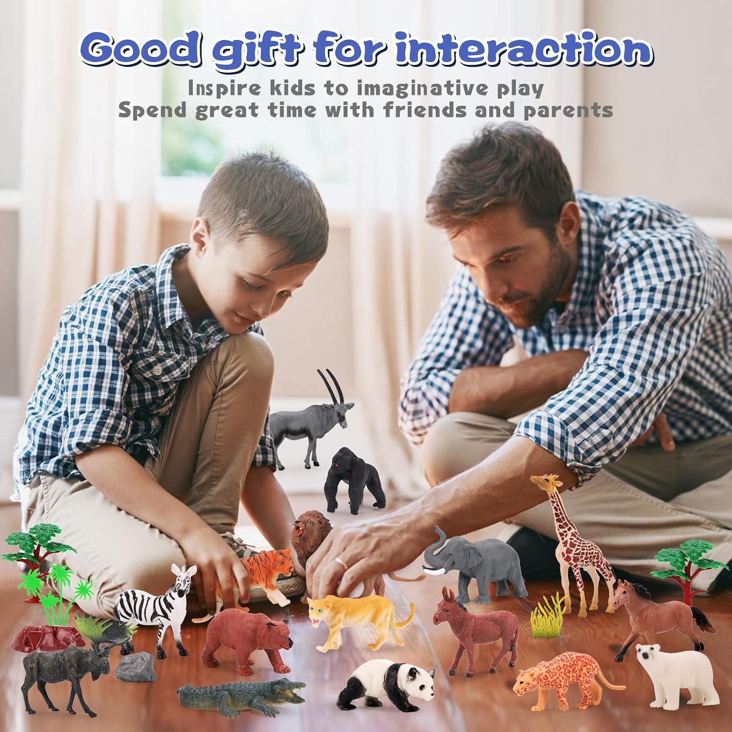 Safari Animal Figures Set, 42 Pieces with Storage Case
