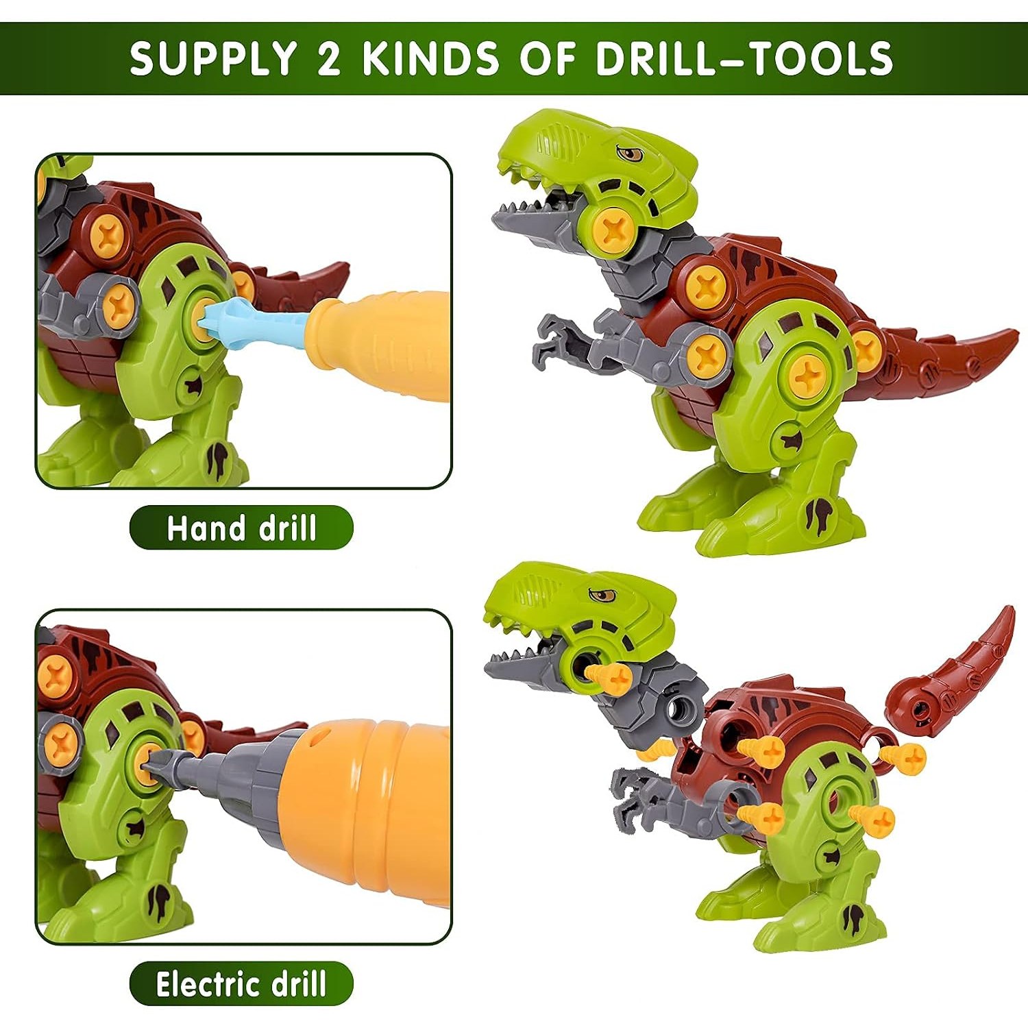 Take Apart Dinosaur Set with Electric Drill (4 Dinosaurs)