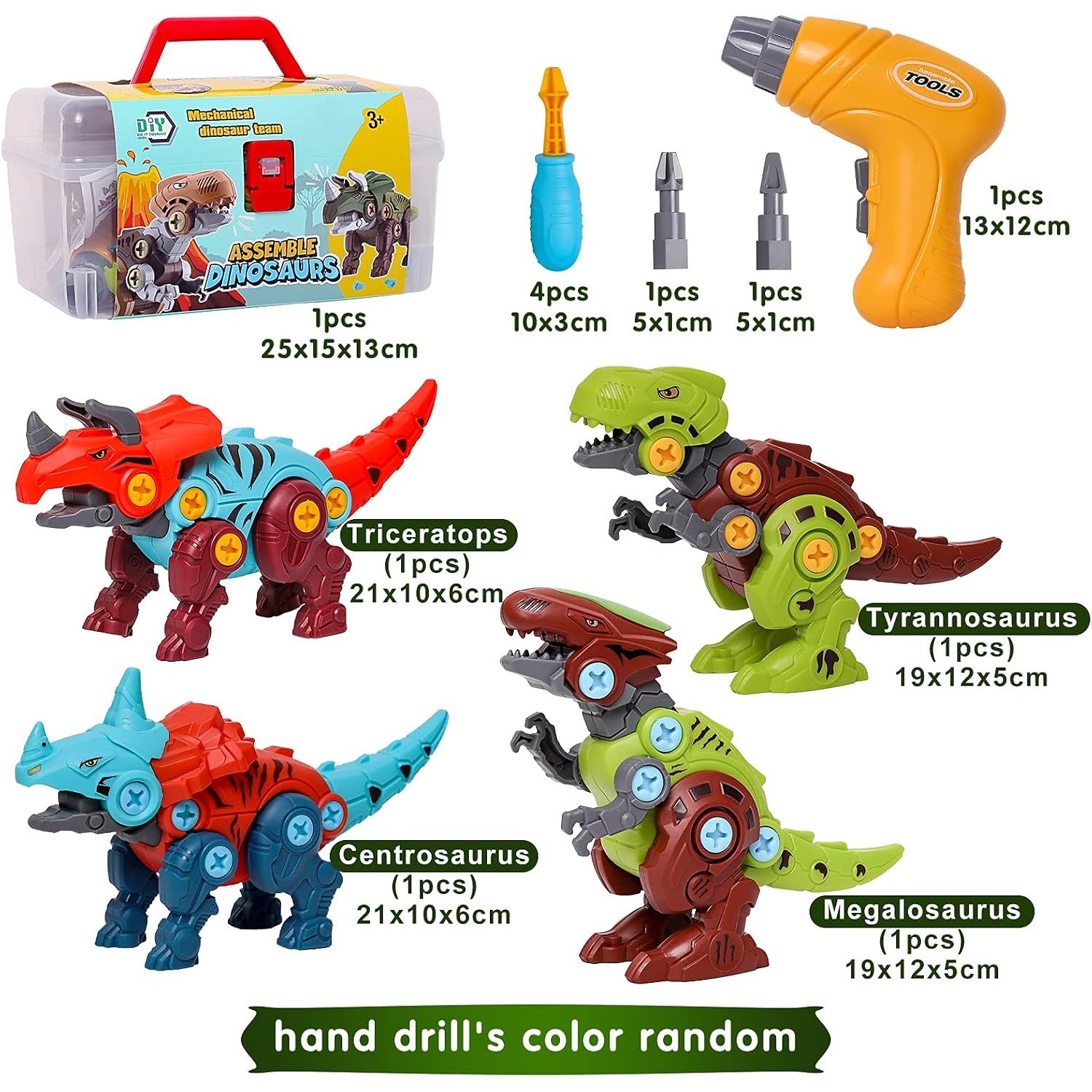 Take Apart Dinosaur Set with Electric Drill (4 Dinosaurs)