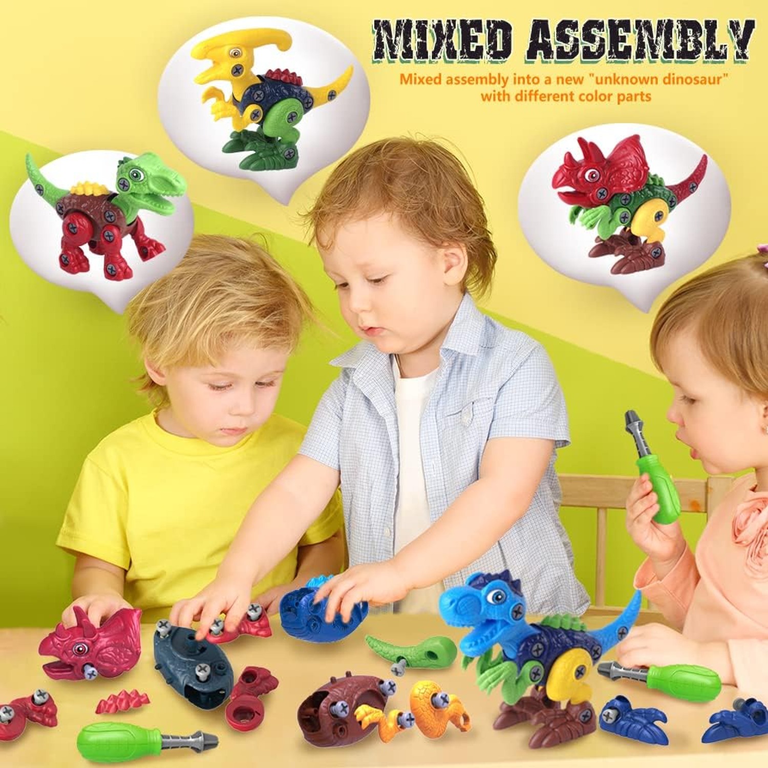 Take Apart Dinosaurs with Drill 4 Pack Construction Set