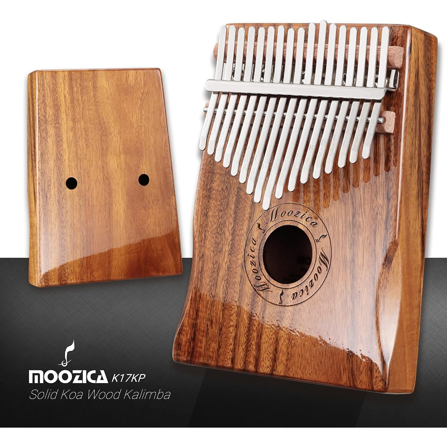 17 Key Koa Wood Kalimba Thumb Piano with Hard Case: image 3