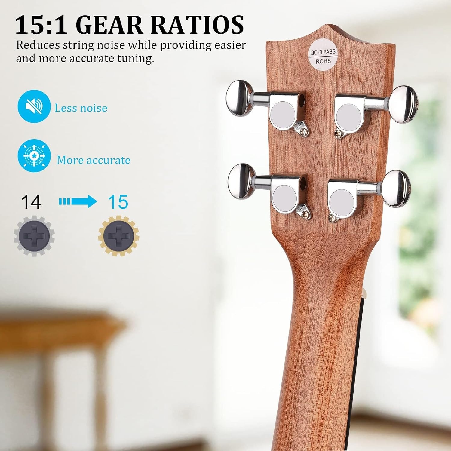 21 Inch Sapele Soprano Ukulele with Bag and Spare Strings: image 2