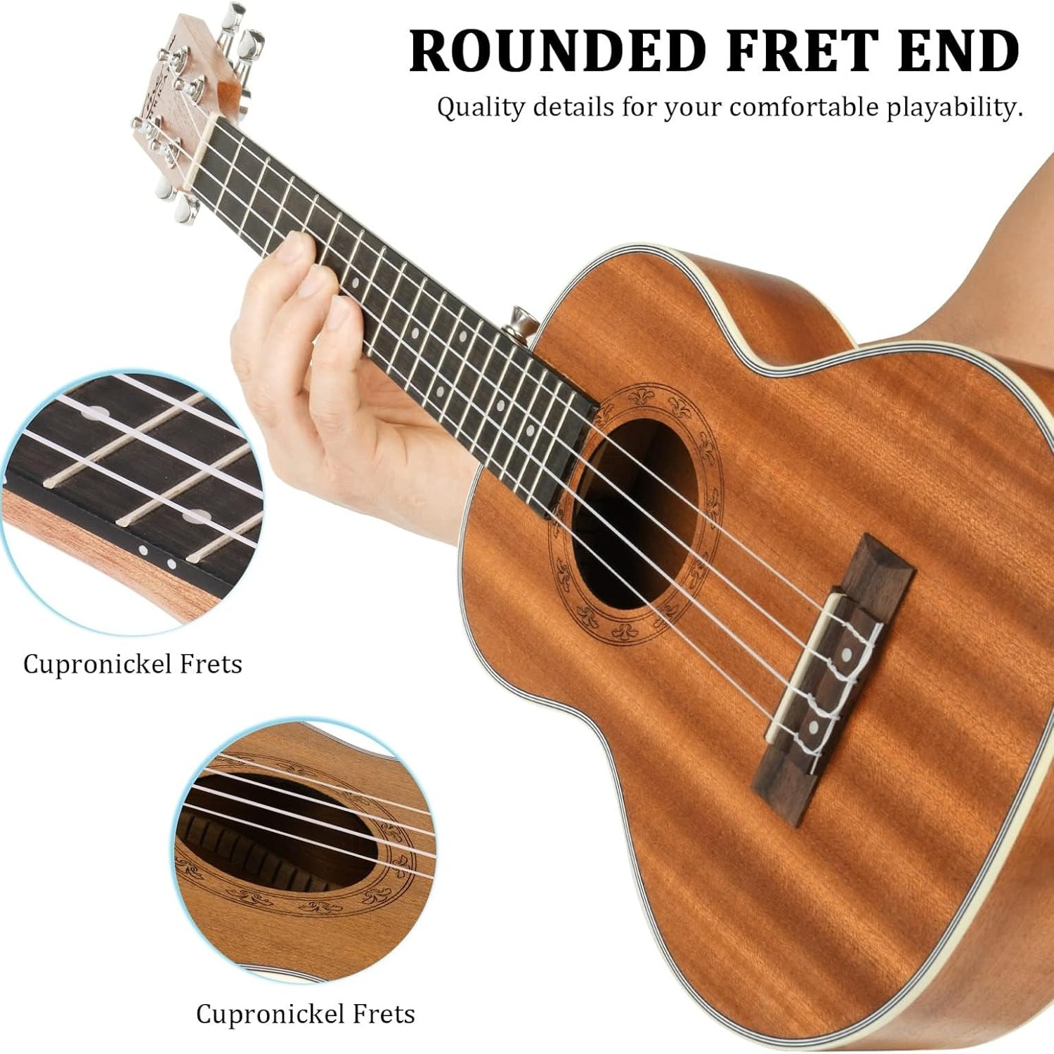 21 Inch Sapele Soprano Ukulele with Bag and Spare Strings: image 4