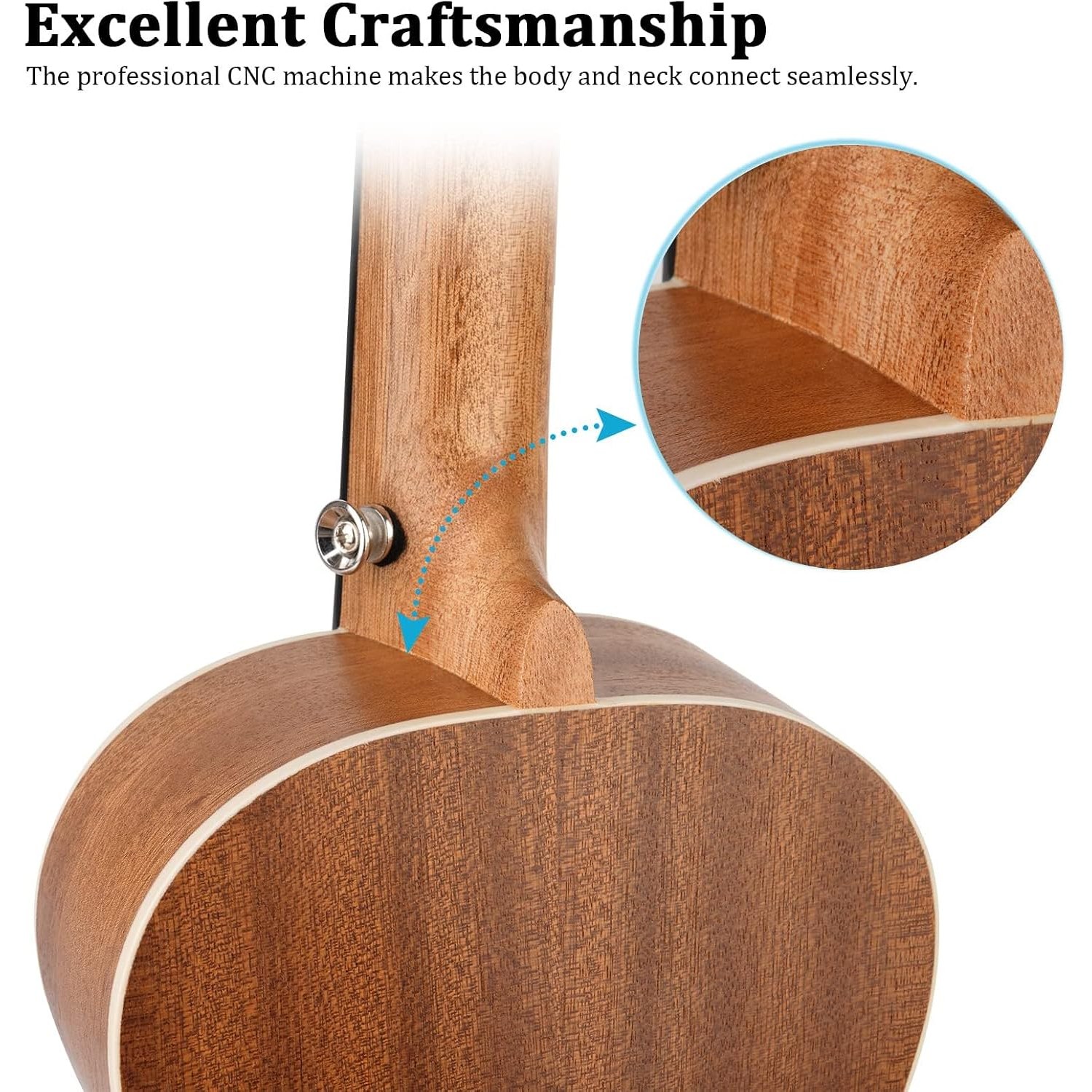 21 Inch Sapele Soprano Ukulele with Bag and Spare Strings: image 5