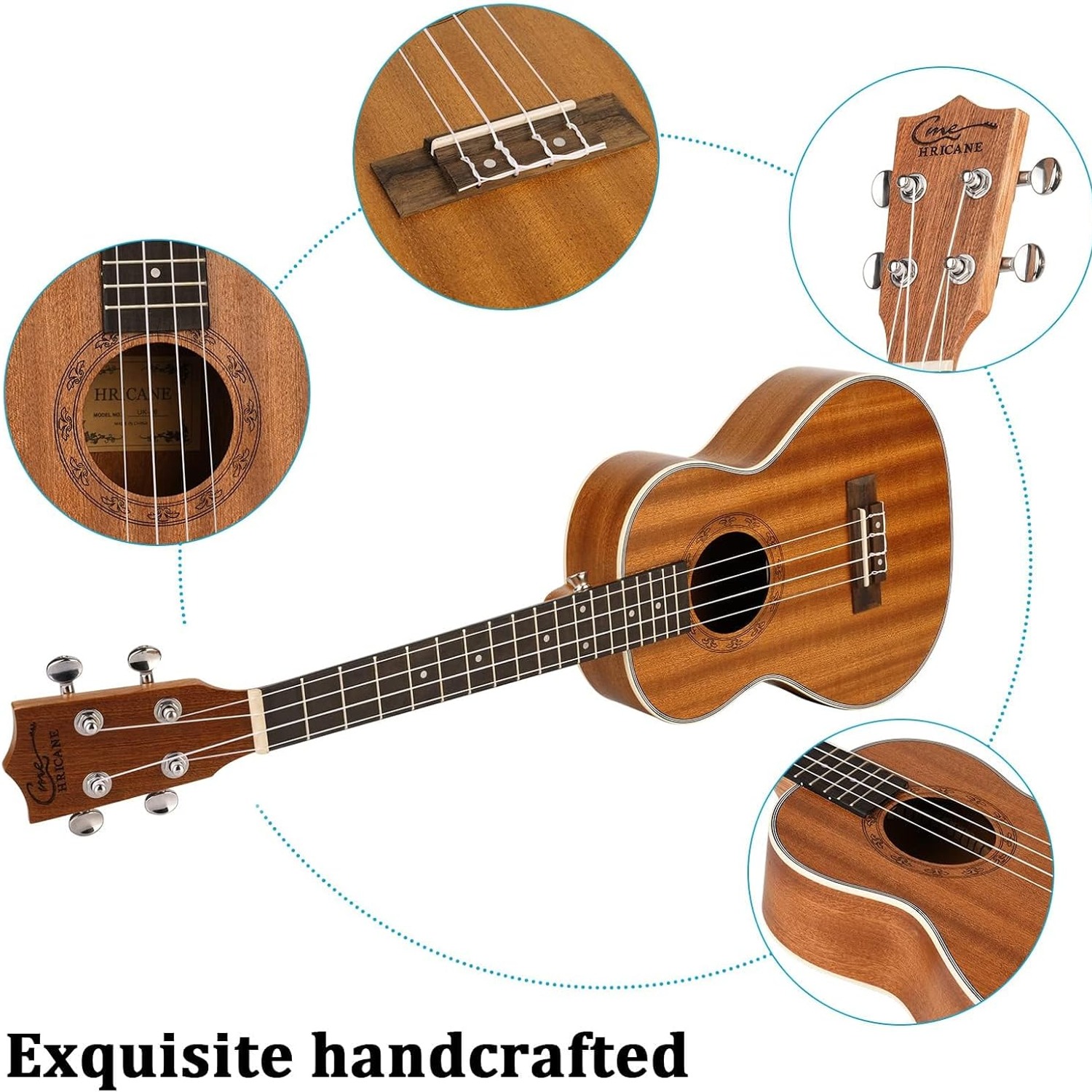 21 Inch Sapele Soprano Ukulele with Bag and Spare Strings: image 6