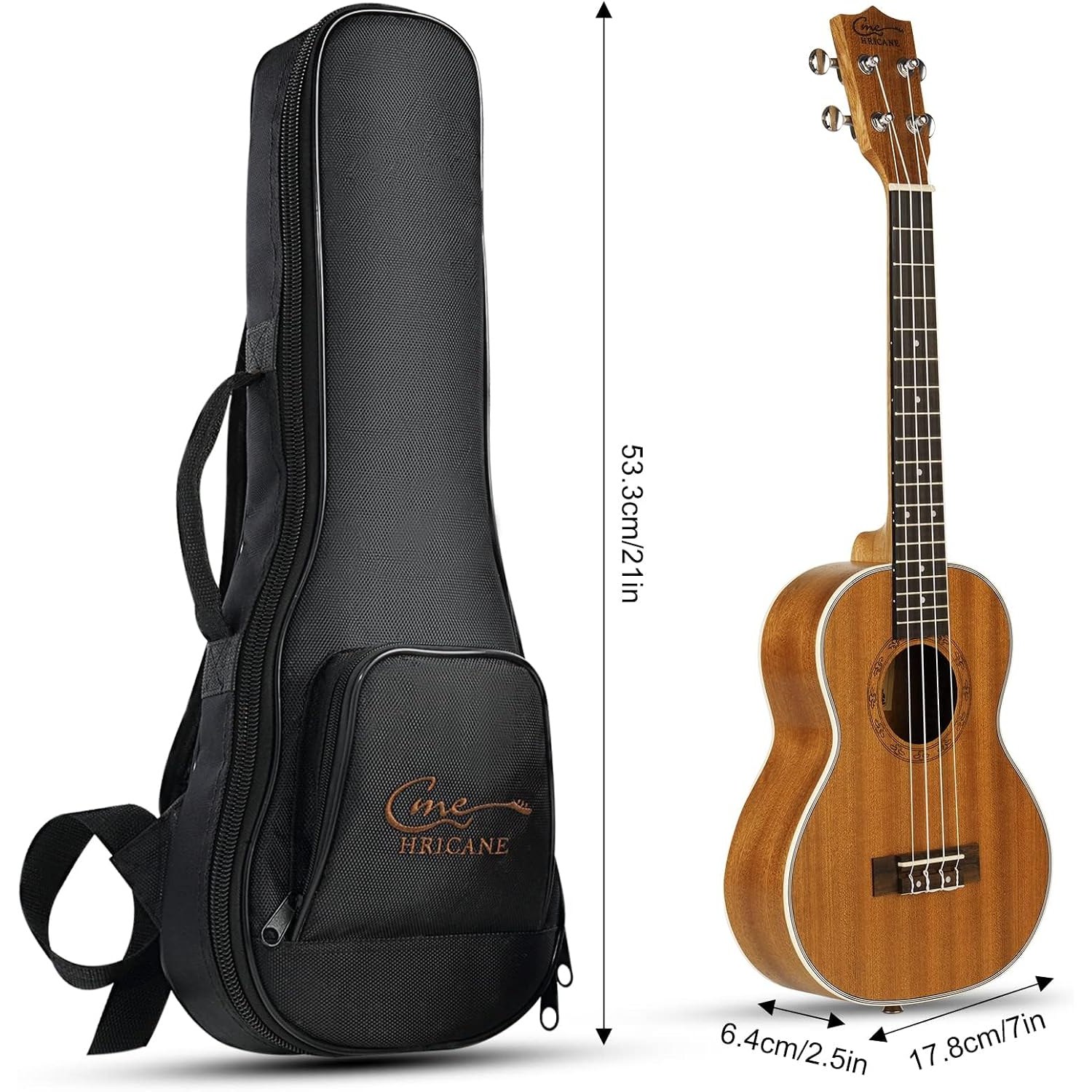 21 Inch Sapele Soprano Ukulele with Bag and Spare Strings: image 7