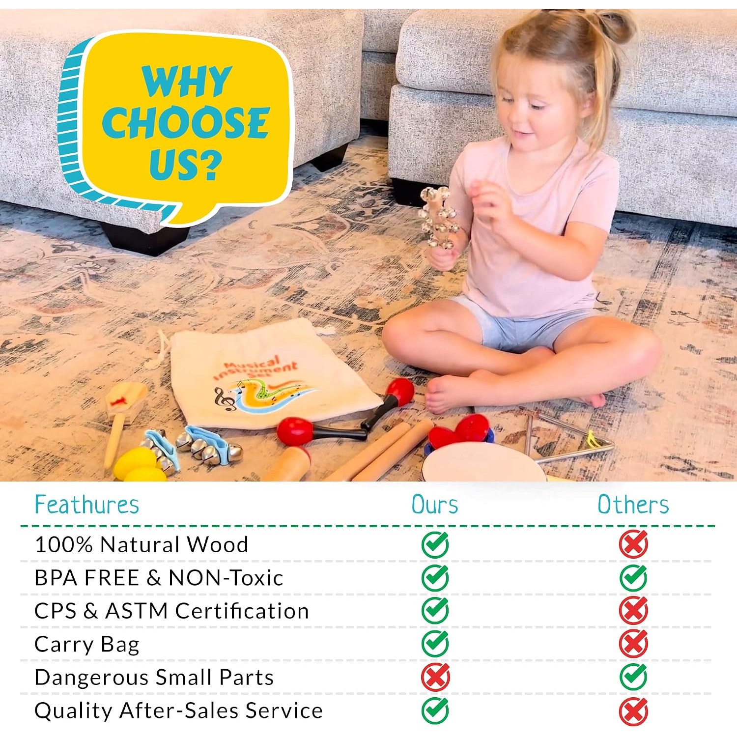 16 Piece Percussion Instrument Set for Kids
