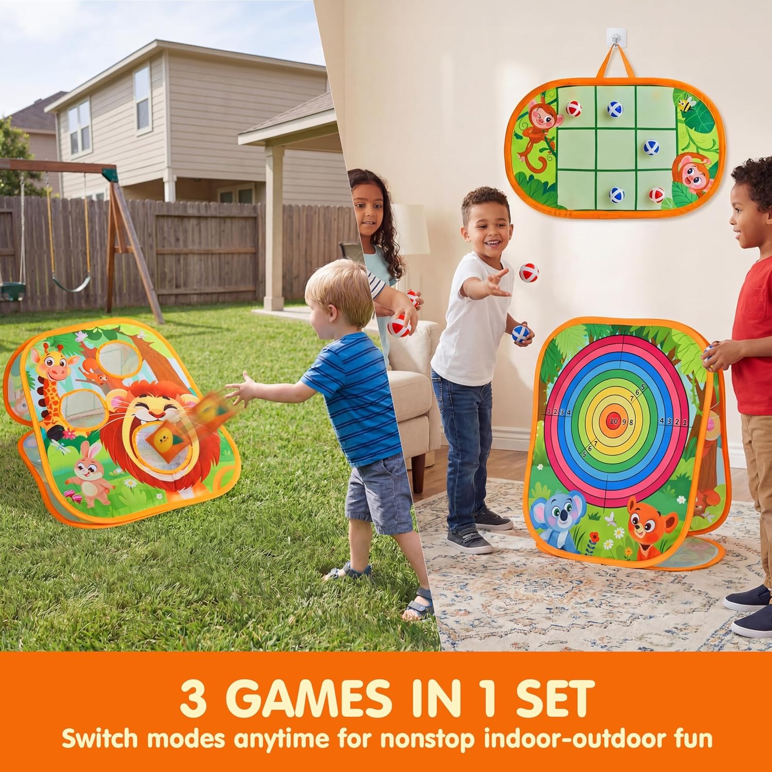 3-in-1 Animal Bean Bag Toss Game for Kids