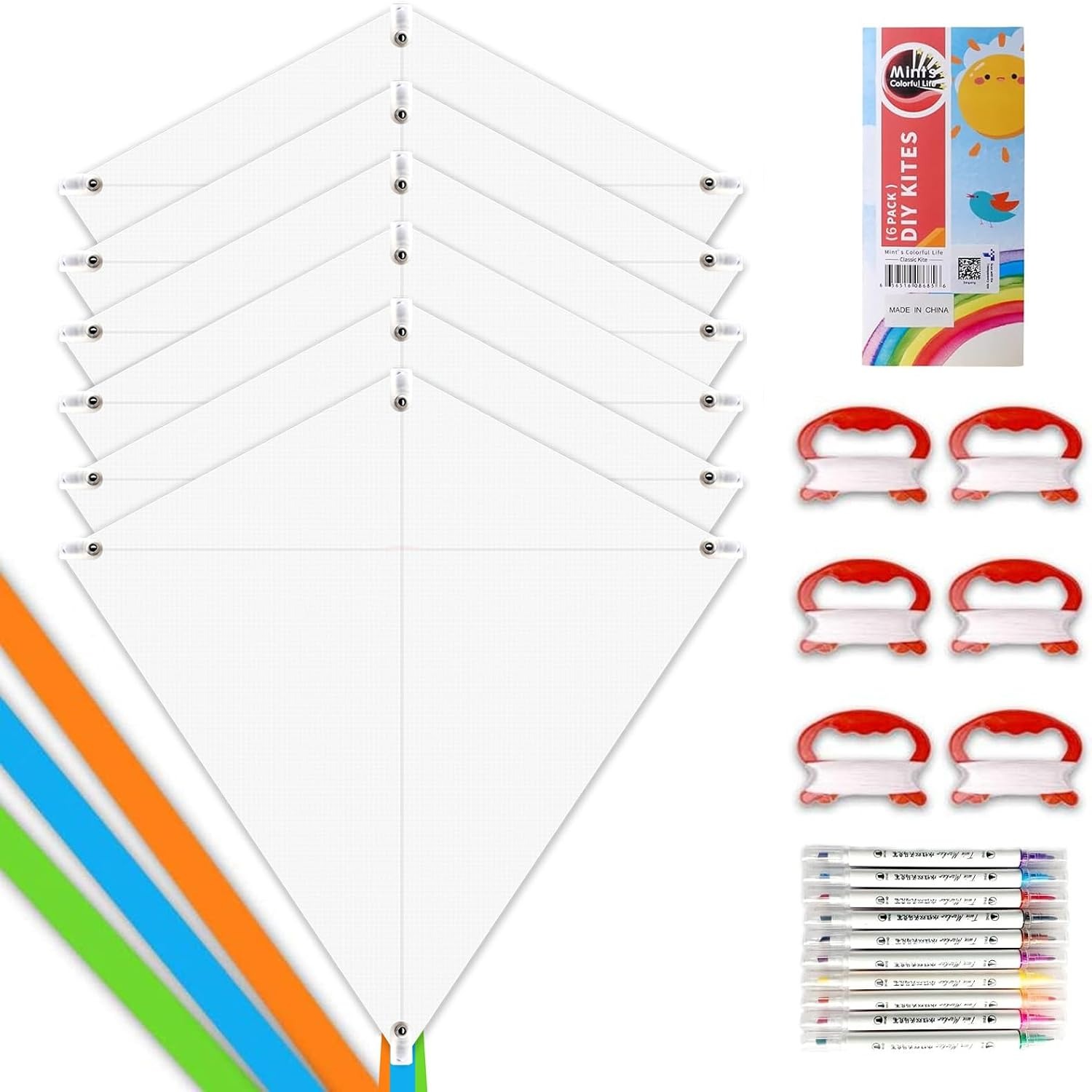 DIY Kite Making Kit 6 Pack with Markers