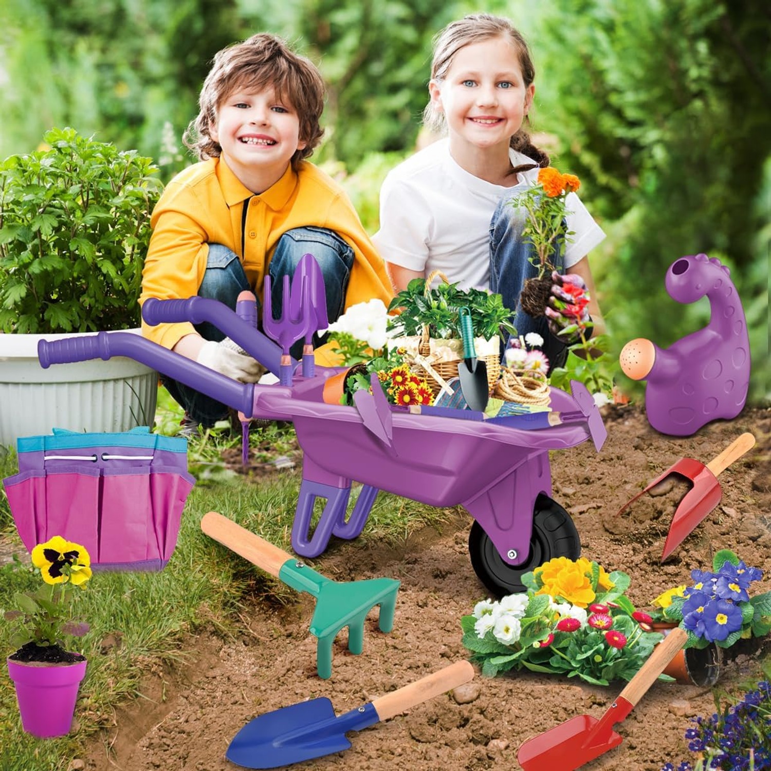 Kids Gardening Set with Wheelbarrow (15 Pieces): image 6