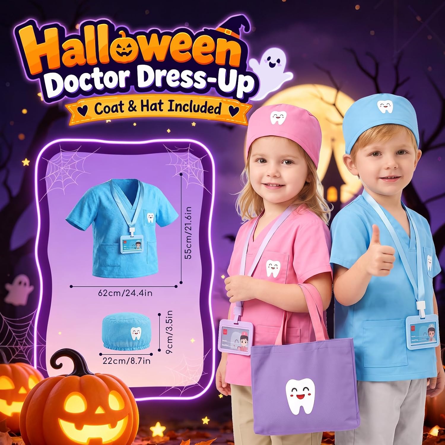 Kids Dentist Play Set with Doctor Costume and Carry Bag
