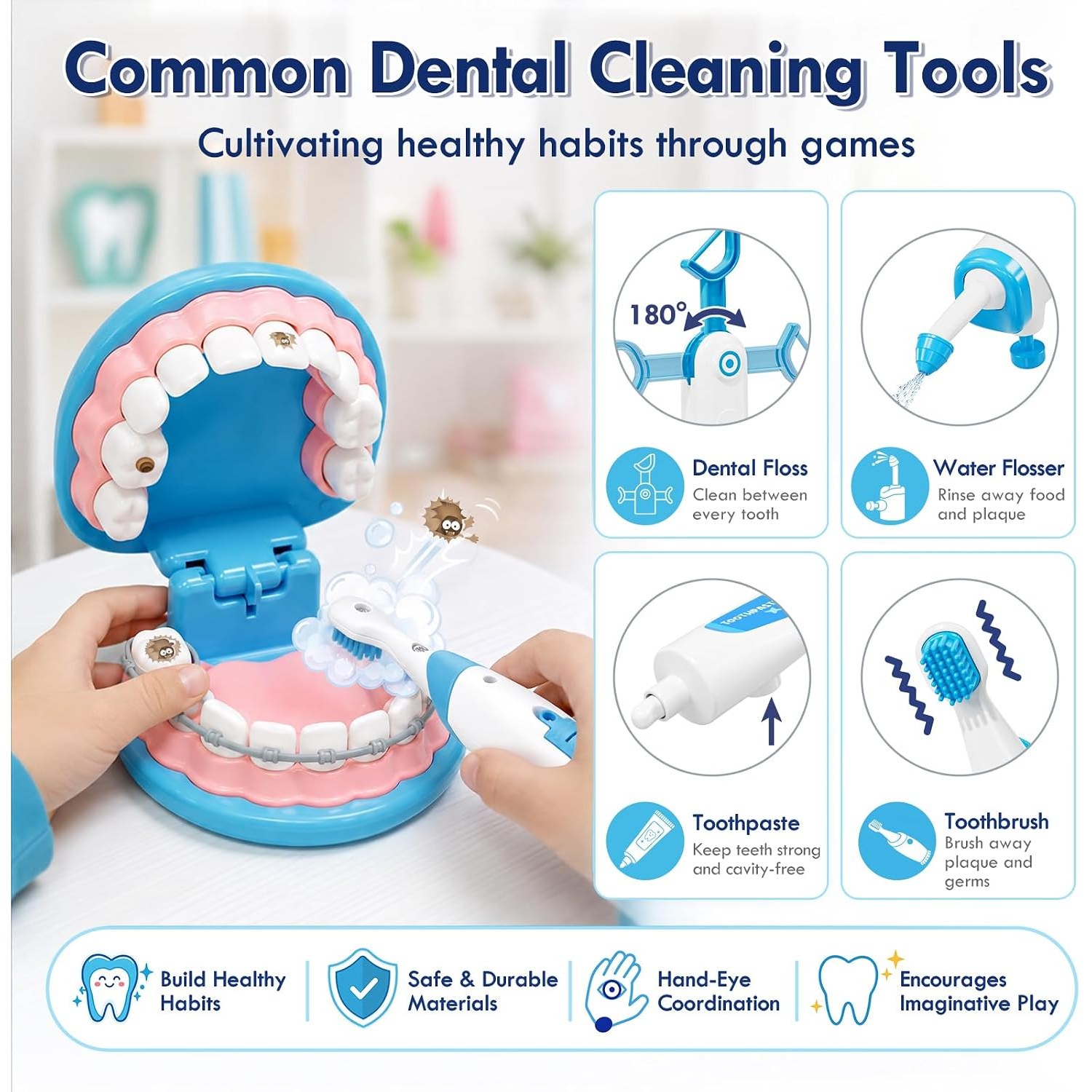Kids Dentist Play Set with Doctor Costume and Carry Bag