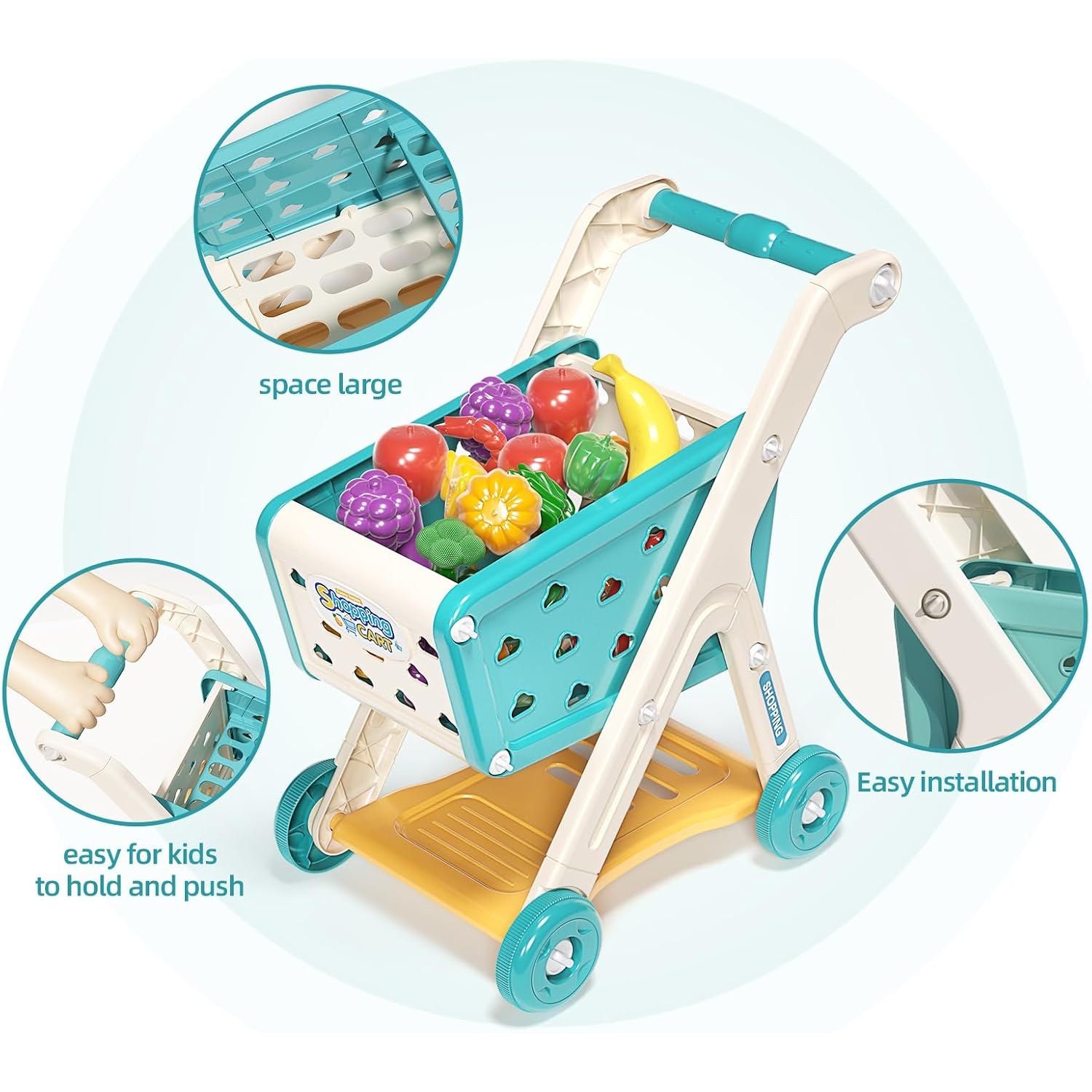 Kids Shopping Trolley Play Set with Pretend Food: image 3