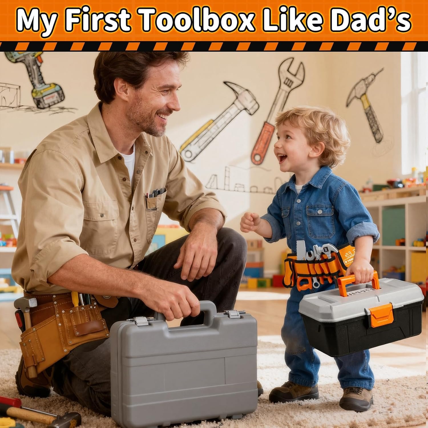 50 Piece Kids Tool Belt and Toy Drill Set: image 2