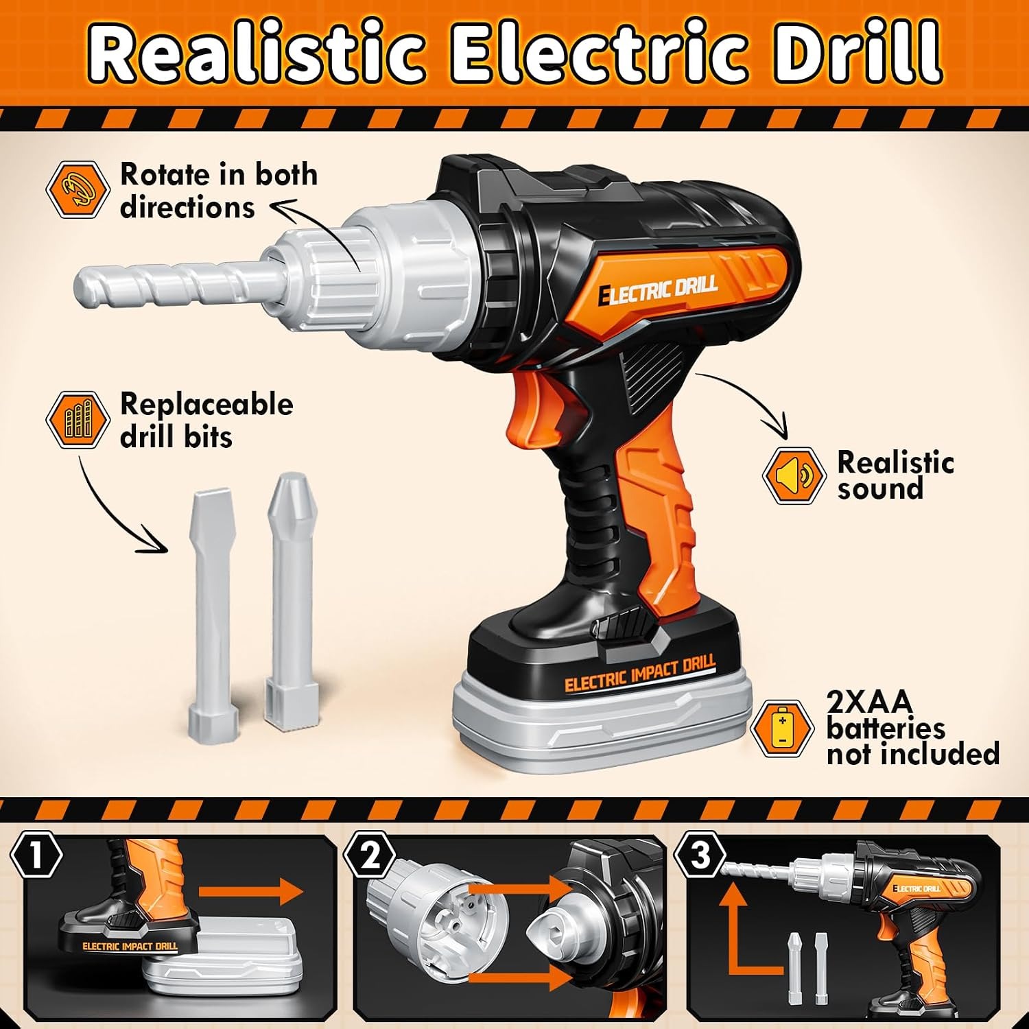 50 Piece Kids Tool Belt and Toy Drill Set: image 5