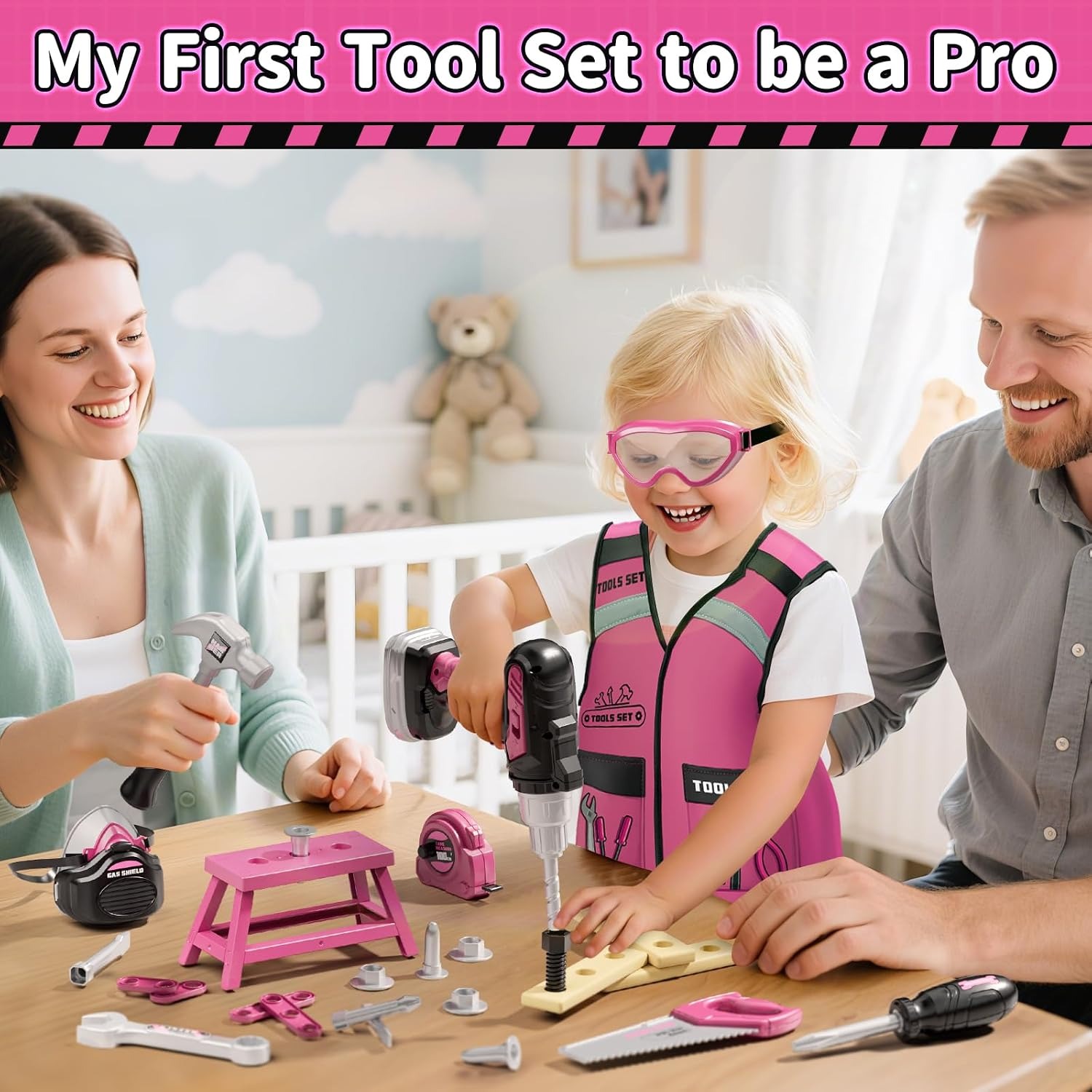16-Piece Kids Tool Box with Vest and Goggles