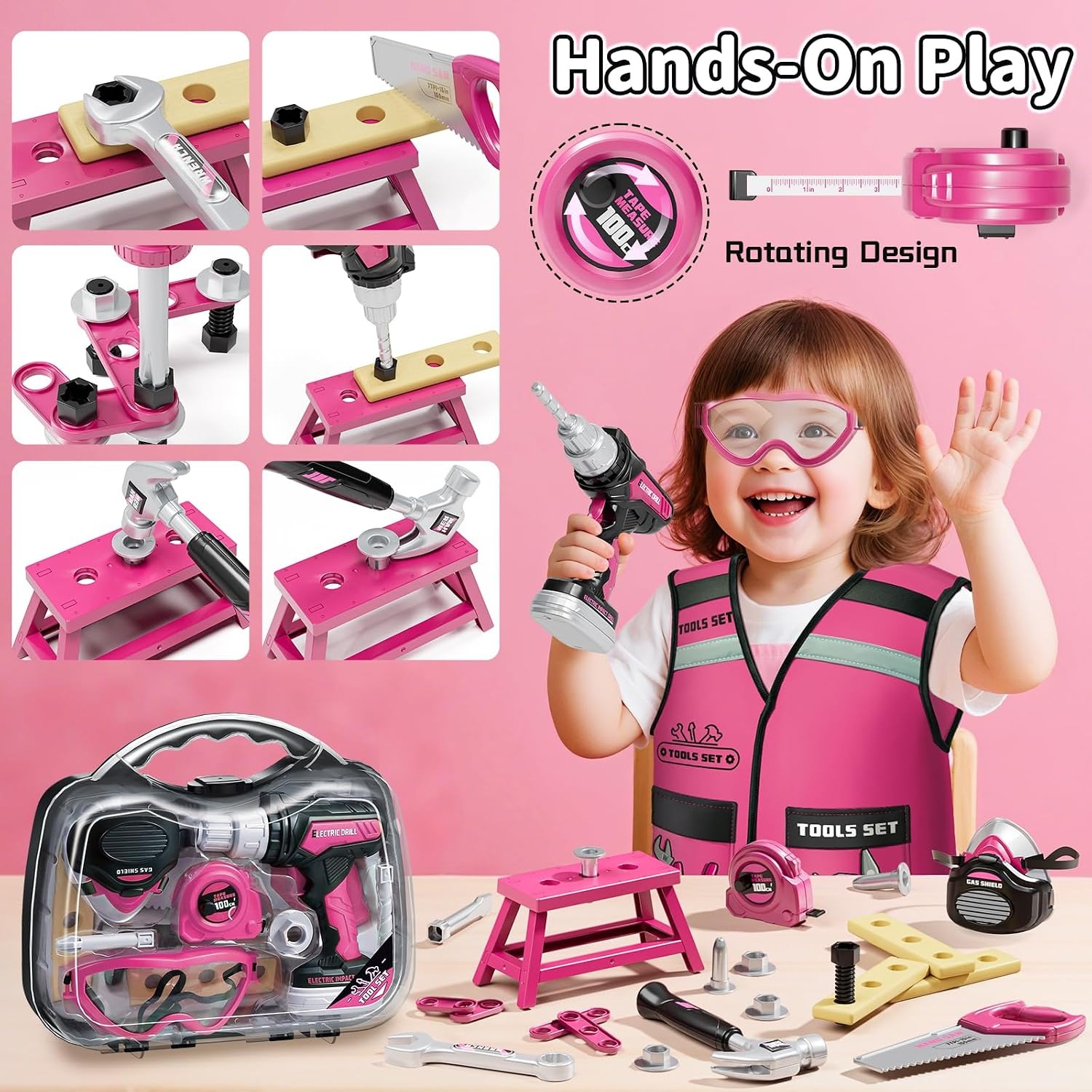 16-Piece Kids Tool Box with Vest and Goggles