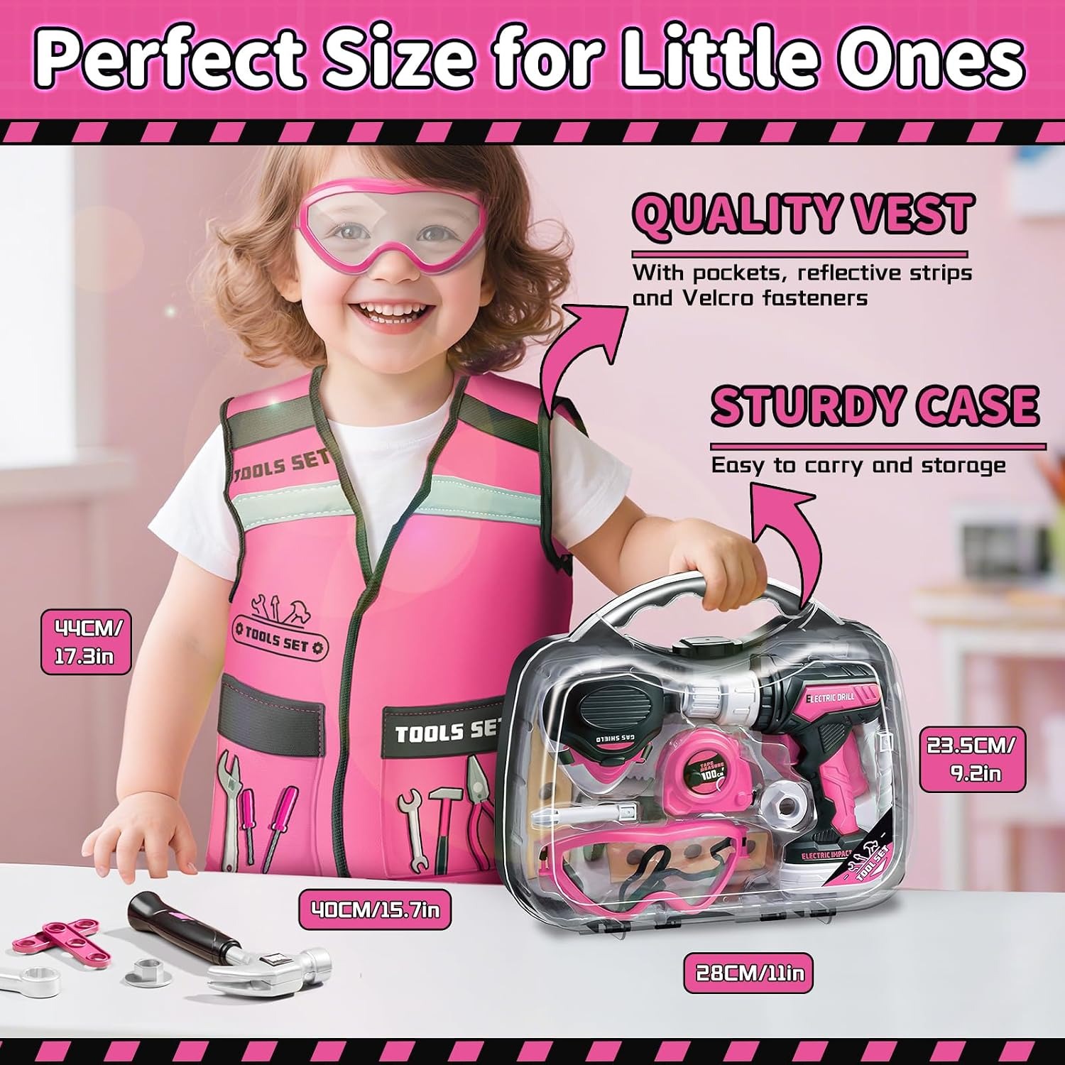 16-Piece Kids Tool Box with Vest and Goggles