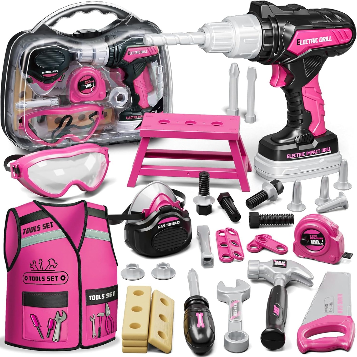 16-Piece Kids Tool Box with Vest and Goggles