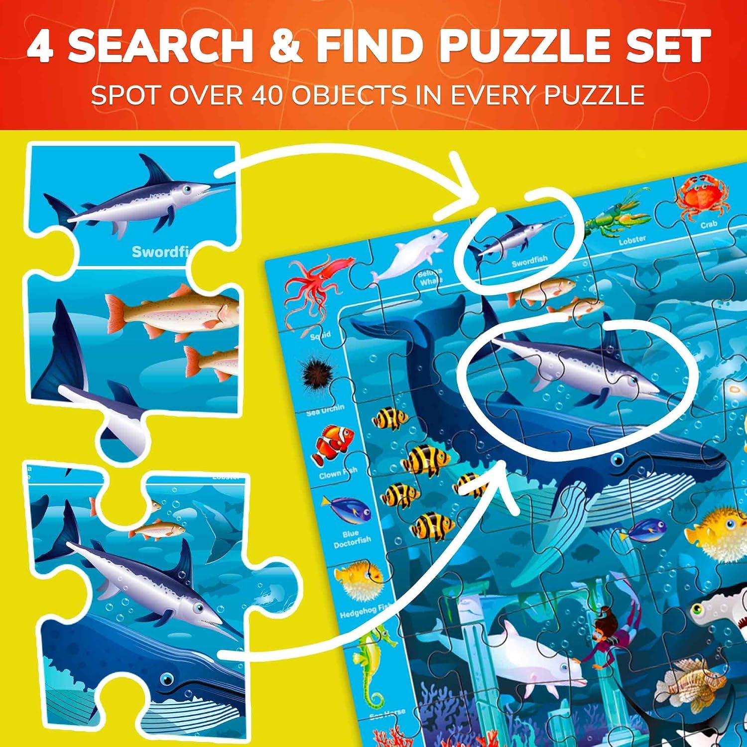 100 Piece Floor Puzzles 3 Pack (Dinosaurs, Ocean & Wild Animals)