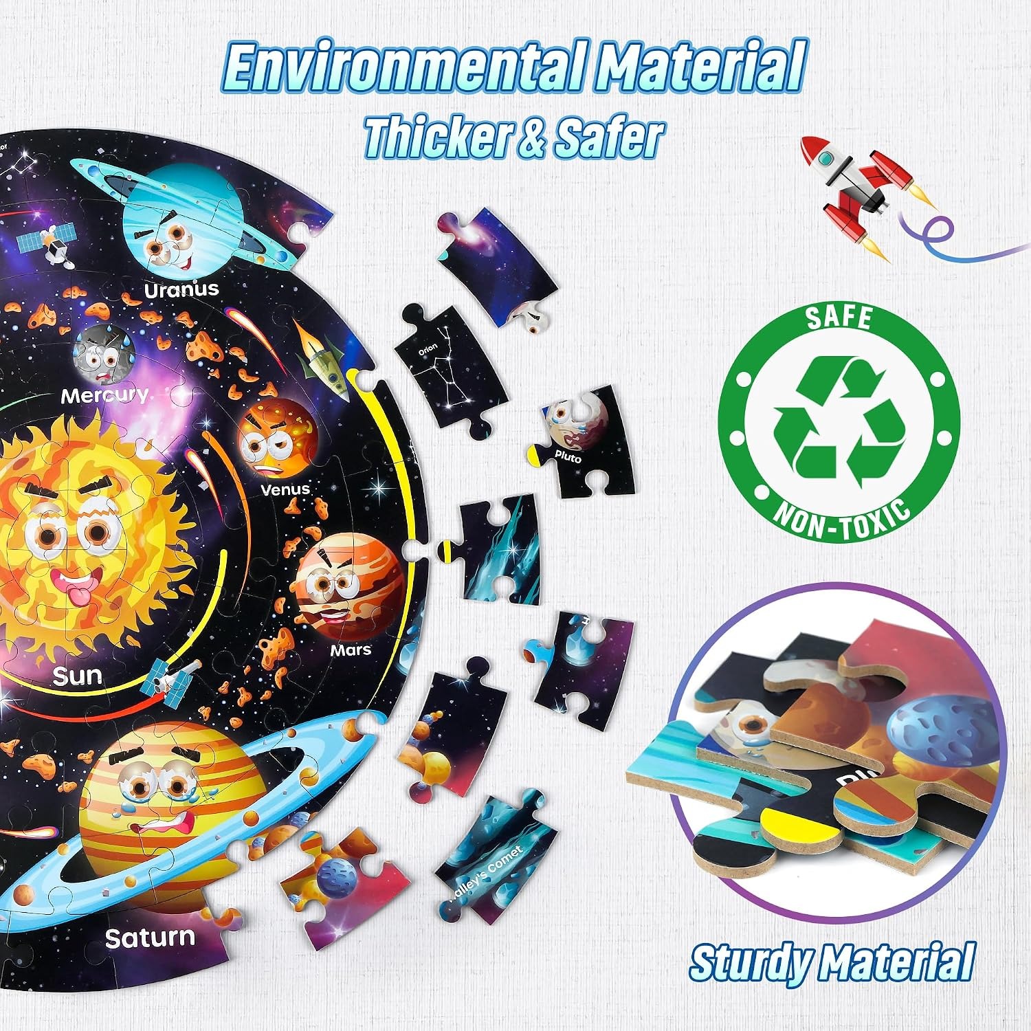 Solar System Floor Puzzle 70 Piece Round Jigsaw for Kids: image 4