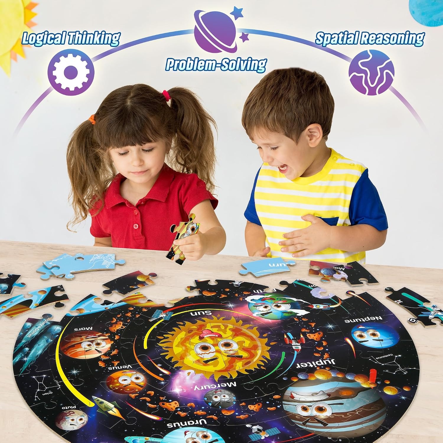 Solar System Floor Puzzle 70 Piece Round Jigsaw for Kids: image 5
