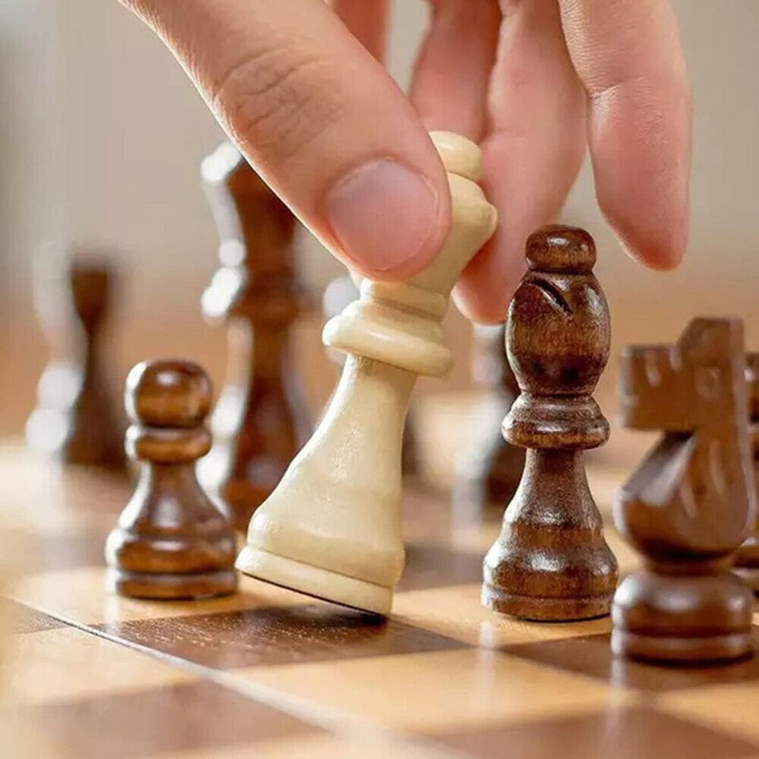 3-in-1 Wooden Chess Set with Folding Board: image 8