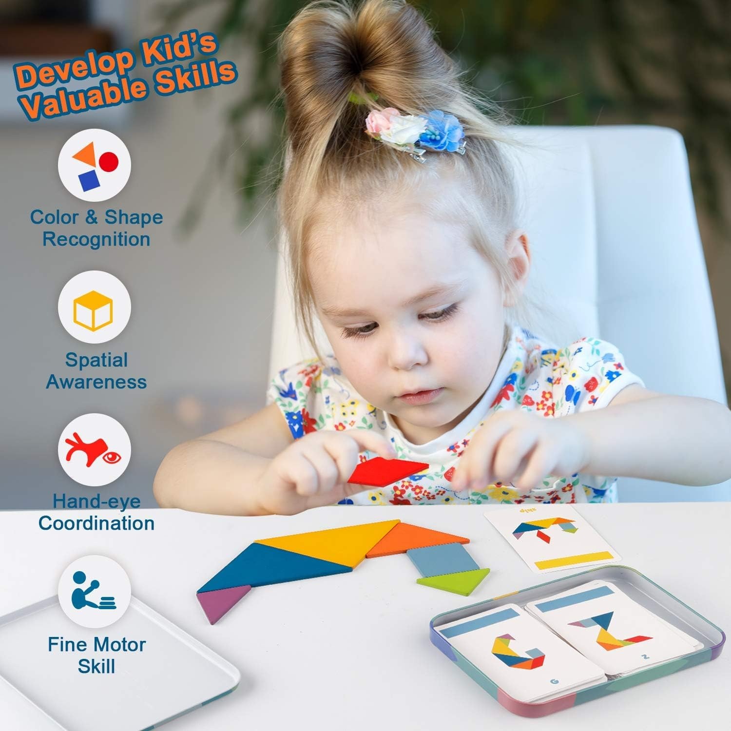 Wooden Tangram Set with 60 Pattern Cards: image 2