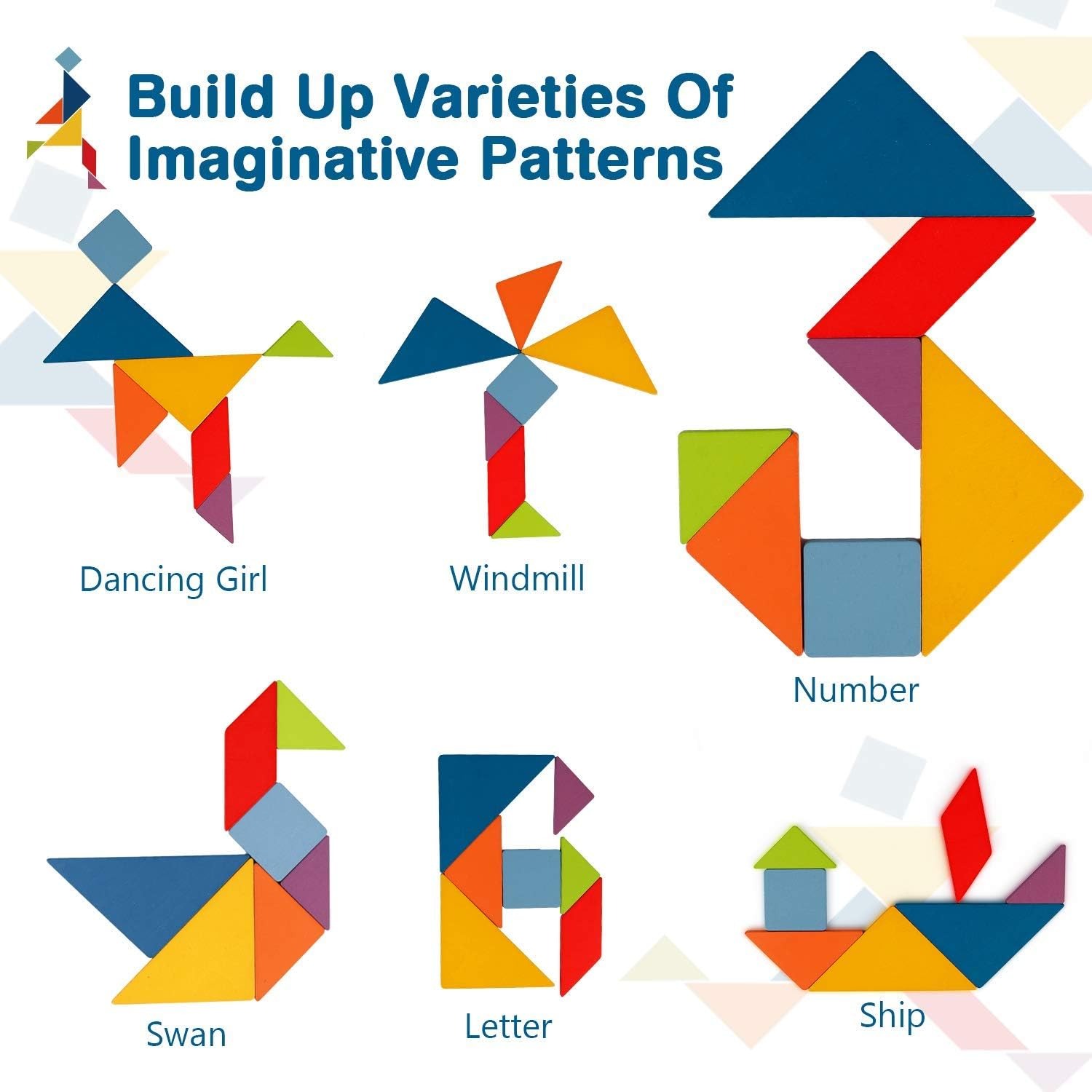 Wooden Tangram Set with 60 Pattern Cards: image 3