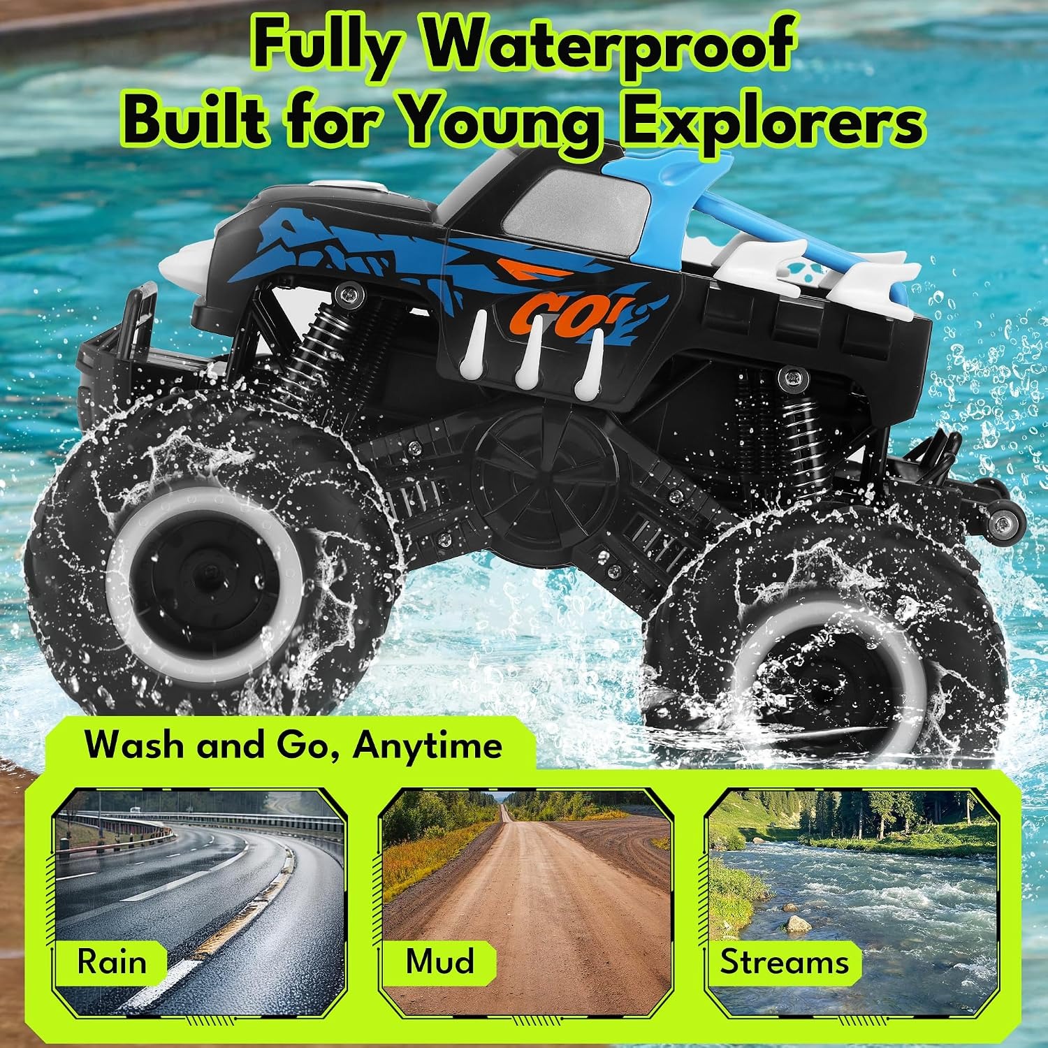 Amphibious RC Truck 1:16 Waterproof 4WD Remote Control Pickup: image 2