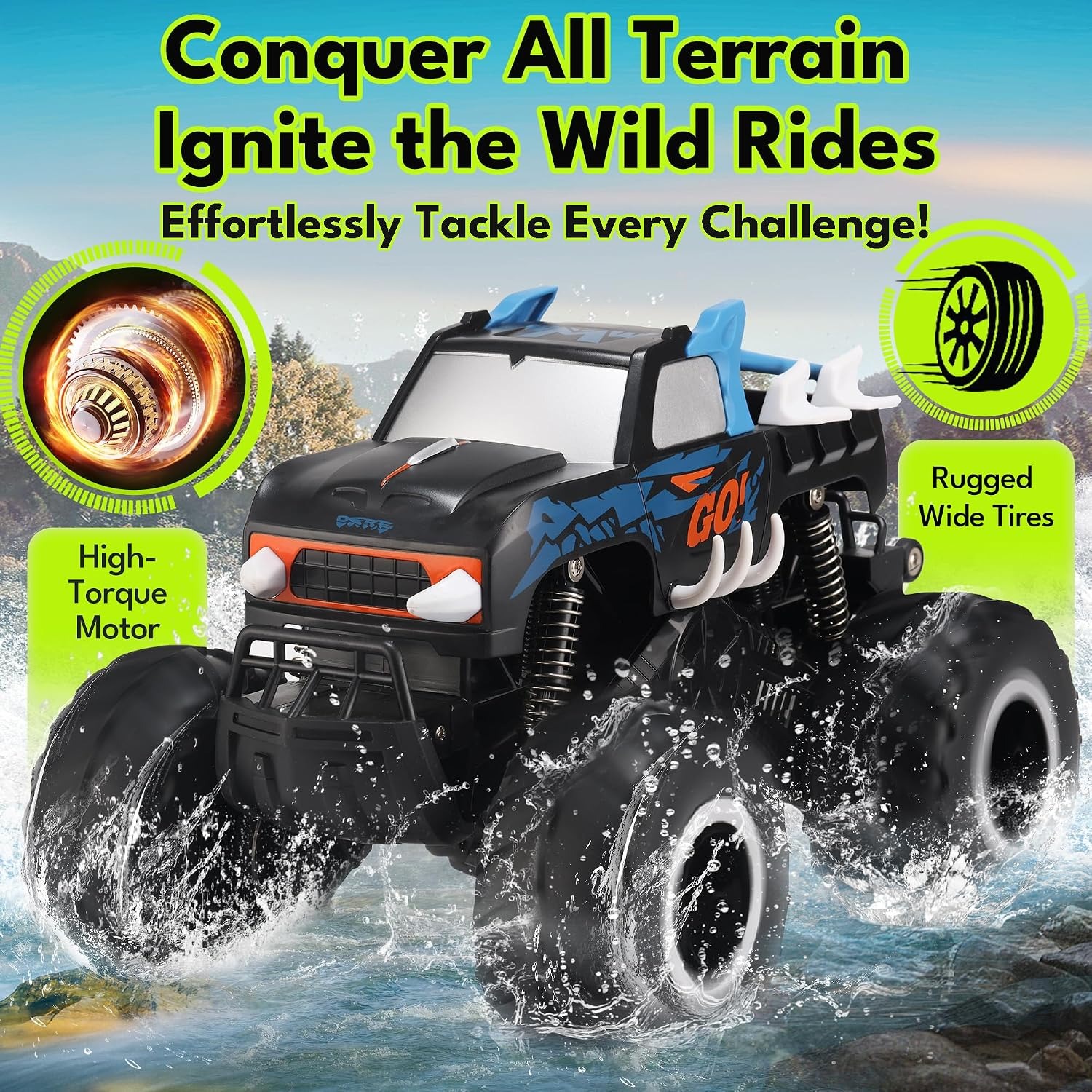 Amphibious RC Truck 1:16 Waterproof 4WD Remote Control Pickup: image 3