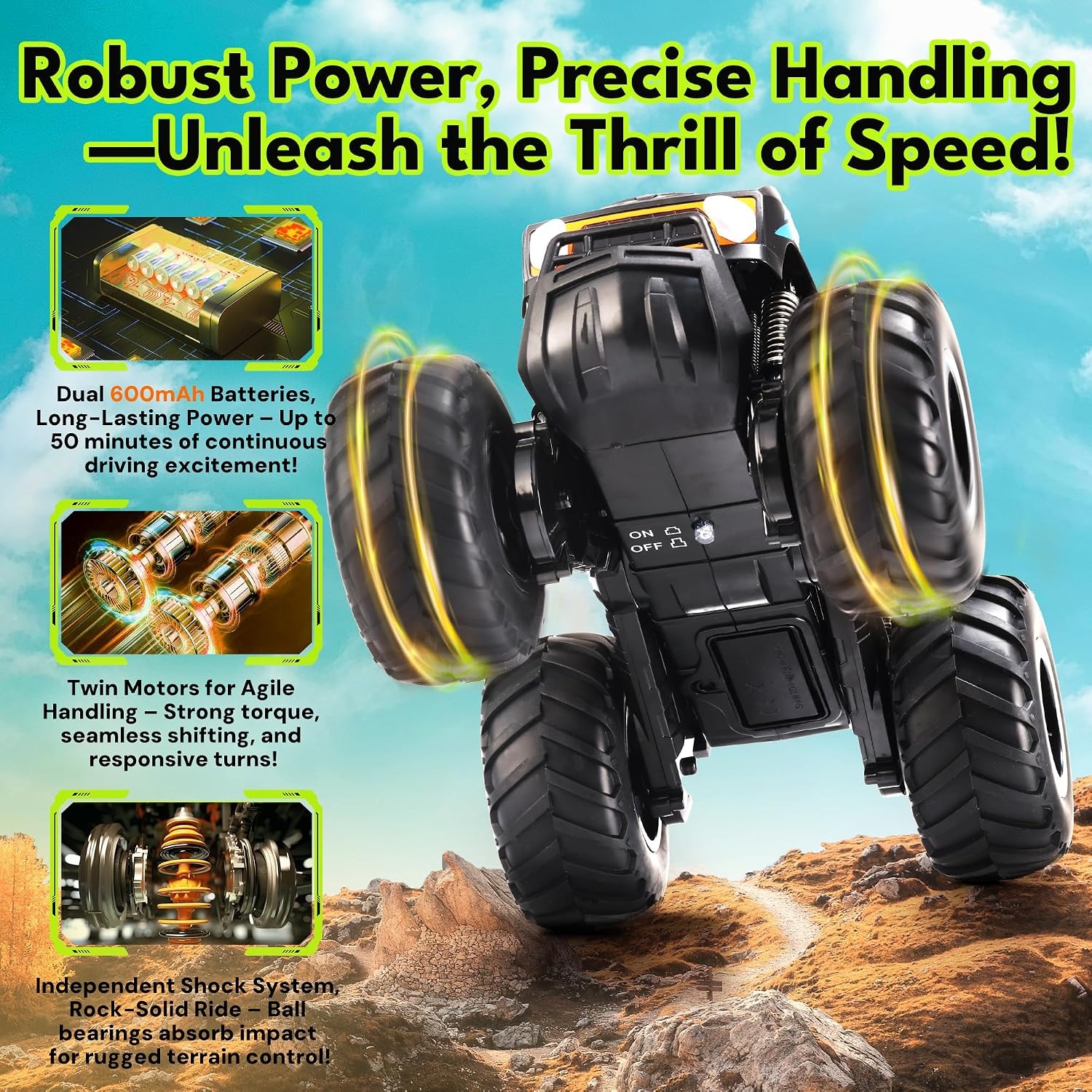 Amphibious RC Truck 1:16 Waterproof 4WD Remote Control Pickup: image 5