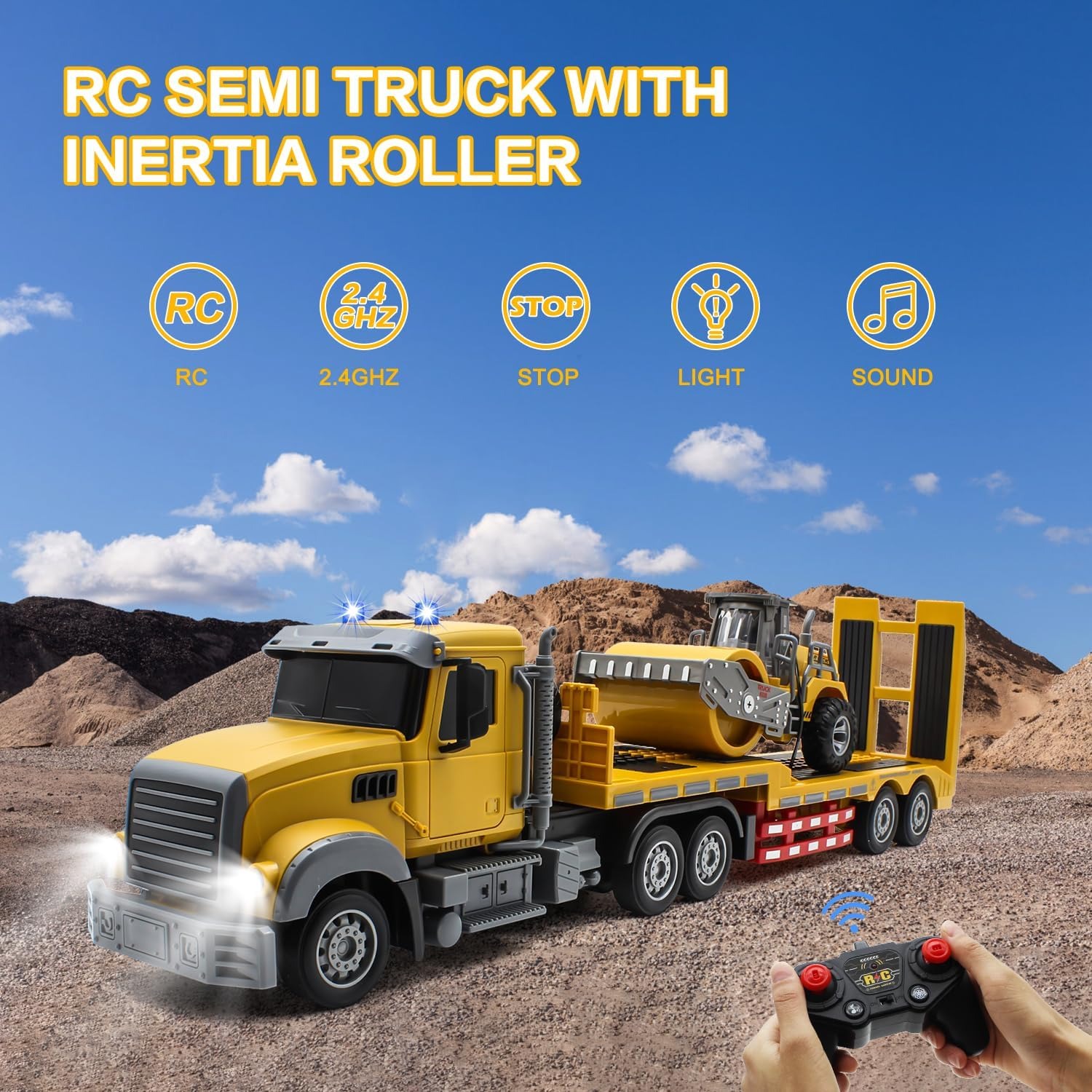 1:24 RC Semi Truck with Detachable Flatbed Trailer