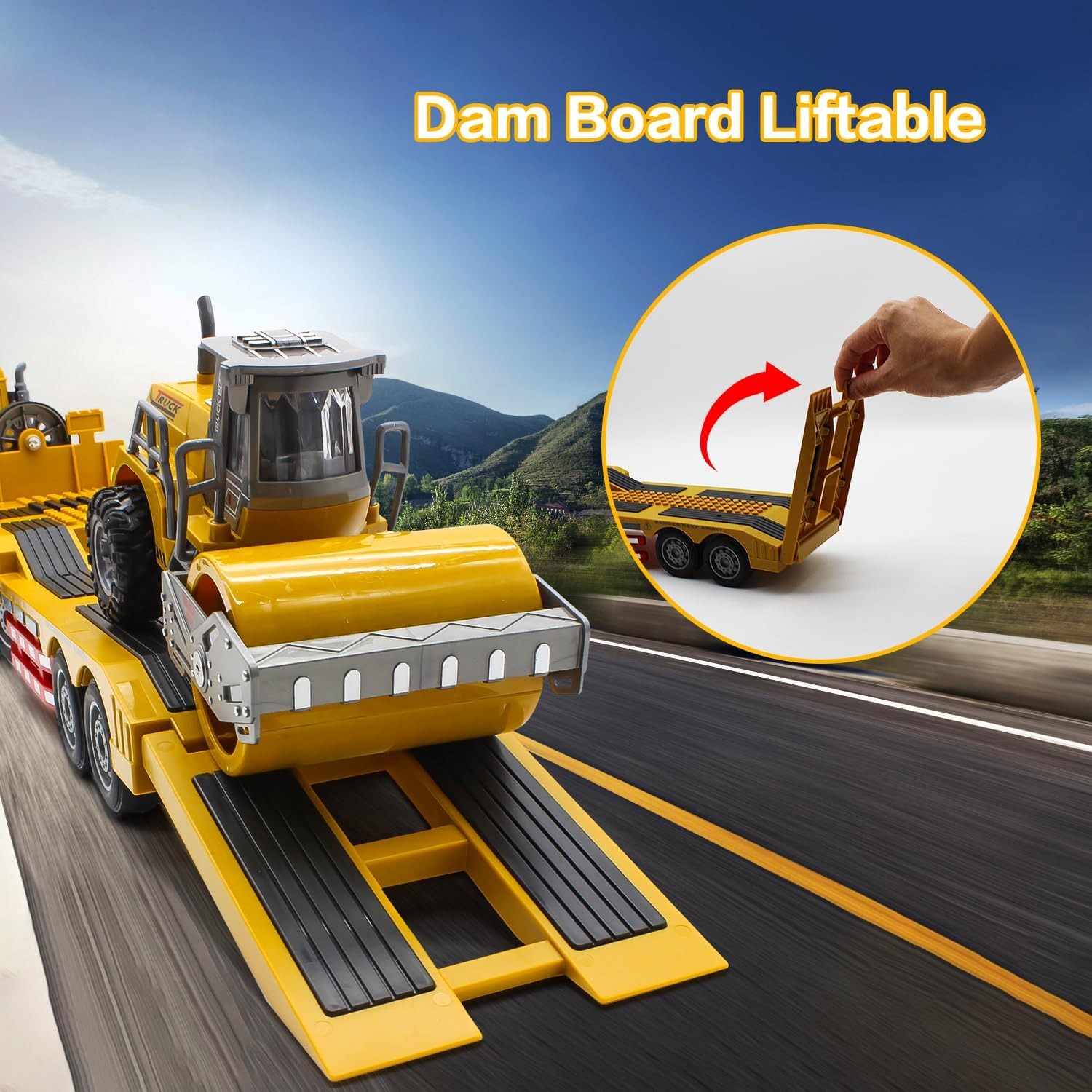 1:24 RC Semi Truck with Detachable Flatbed Trailer