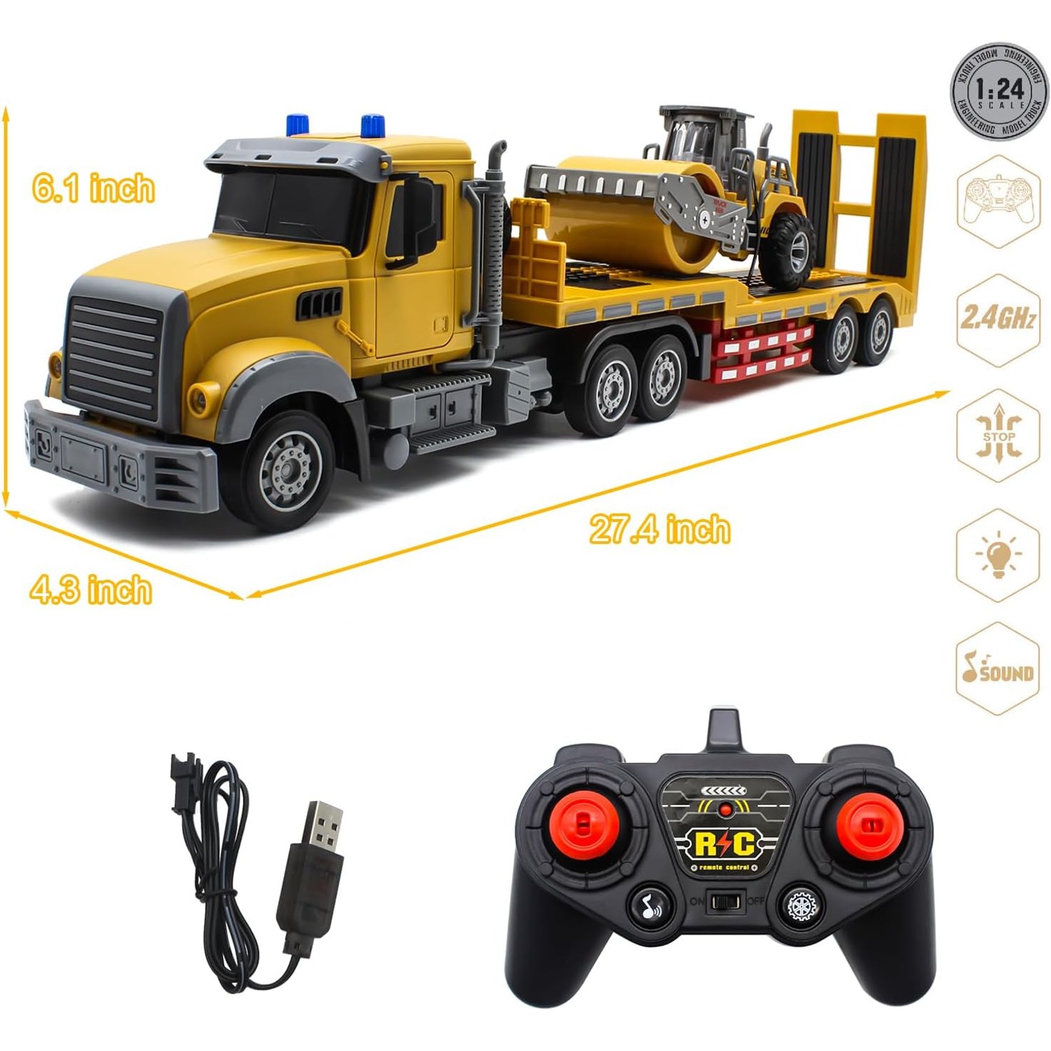 1:24 RC Semi Truck with Detachable Flatbed Trailer: image 7