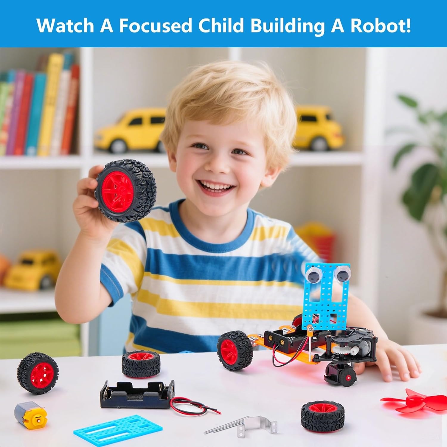 5-in-1 Robot Building Kit with Motor and Tools