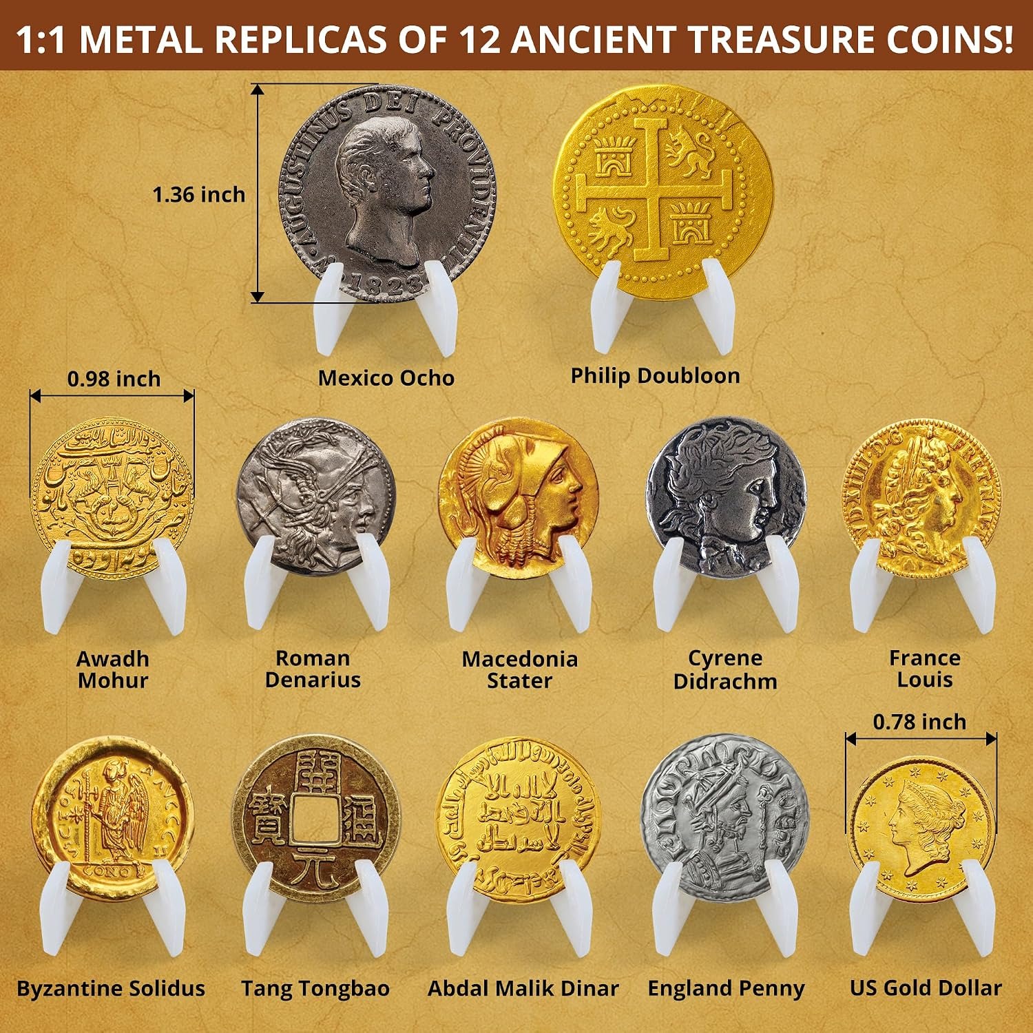 Pirate Treasure Dig Kit with 12 Metal Coin Replicas