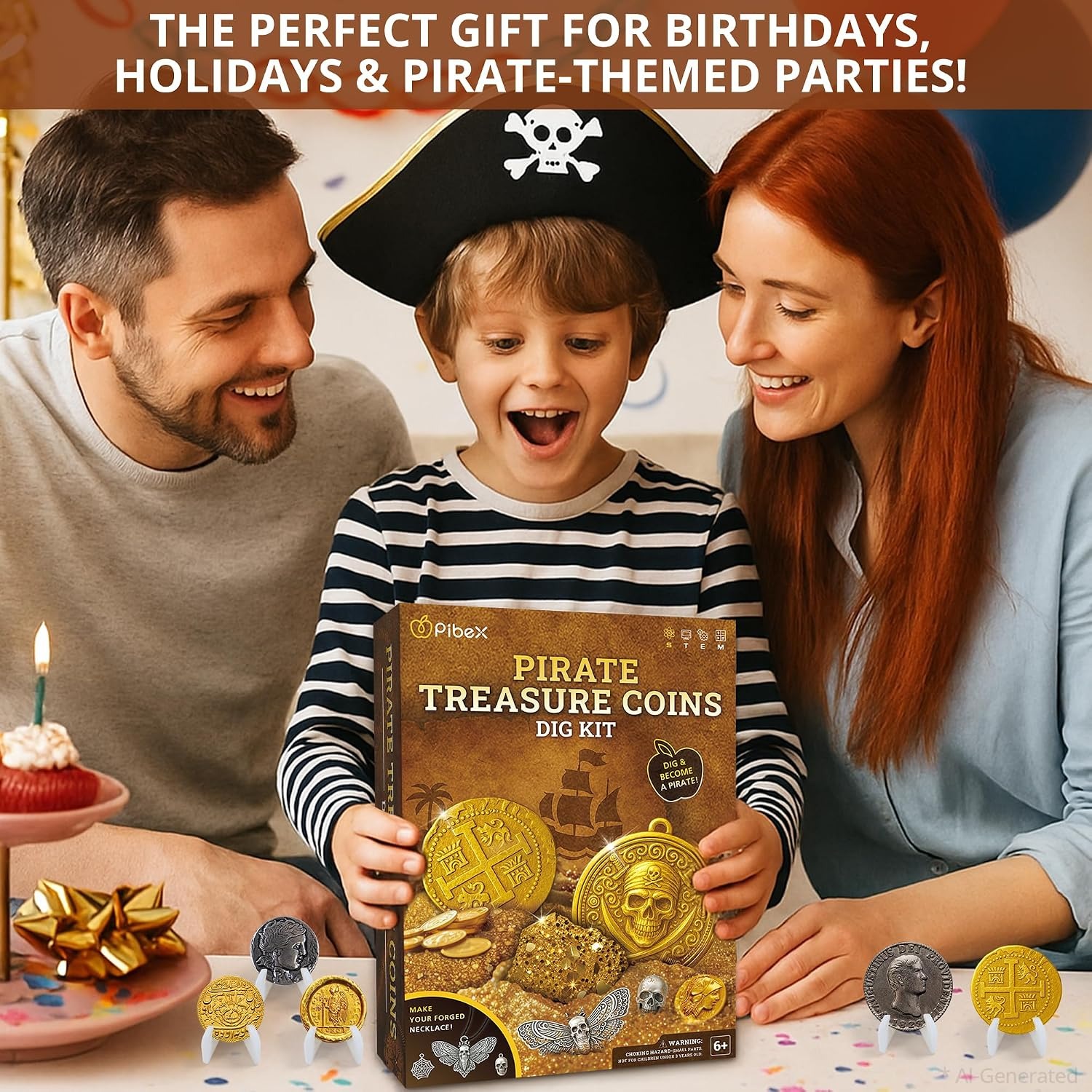 Pirate Treasure Dig Kit with 12 Metal Coin Replicas: image 7