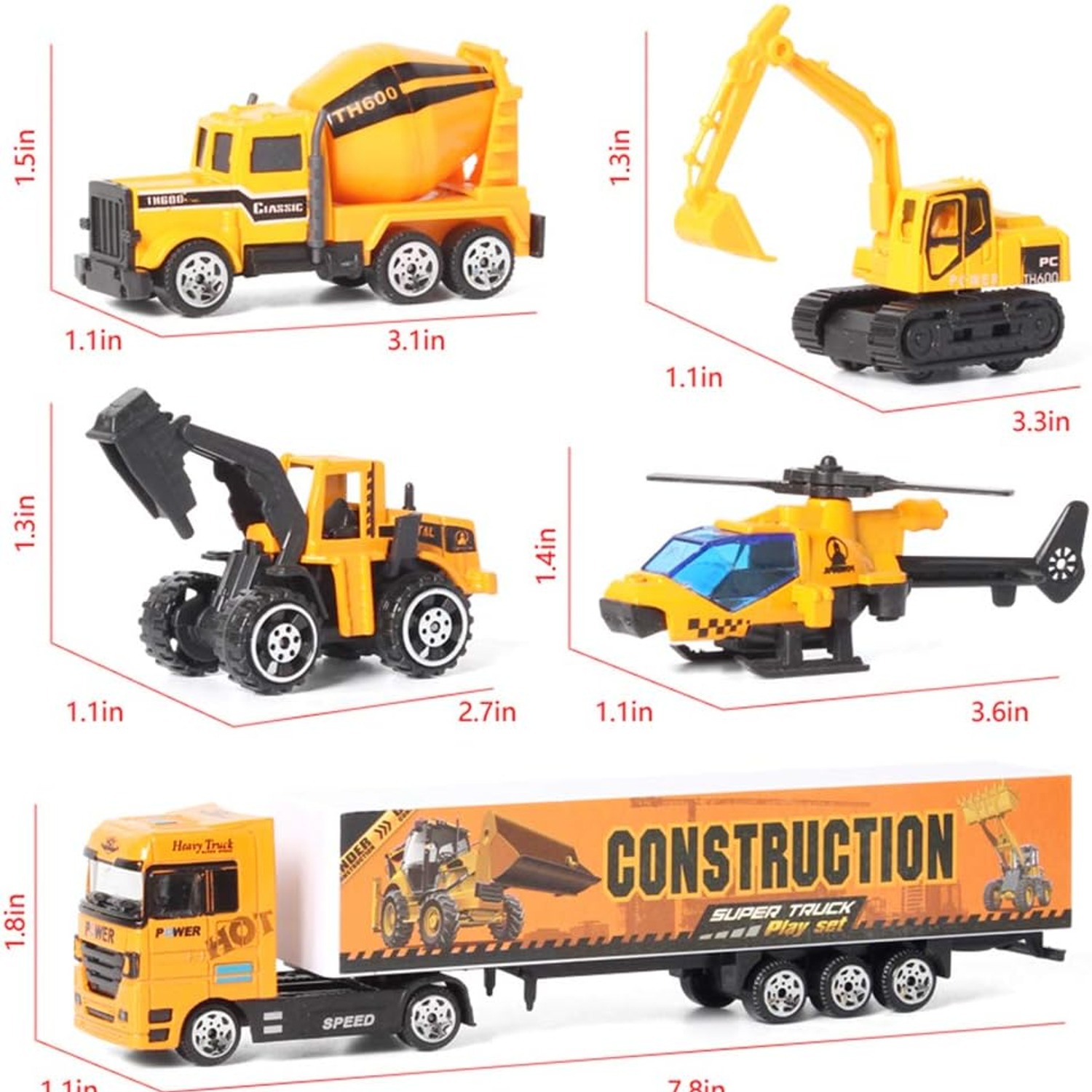Construction Truck Carrier Set with 11 Mini Vehicles: image 4
