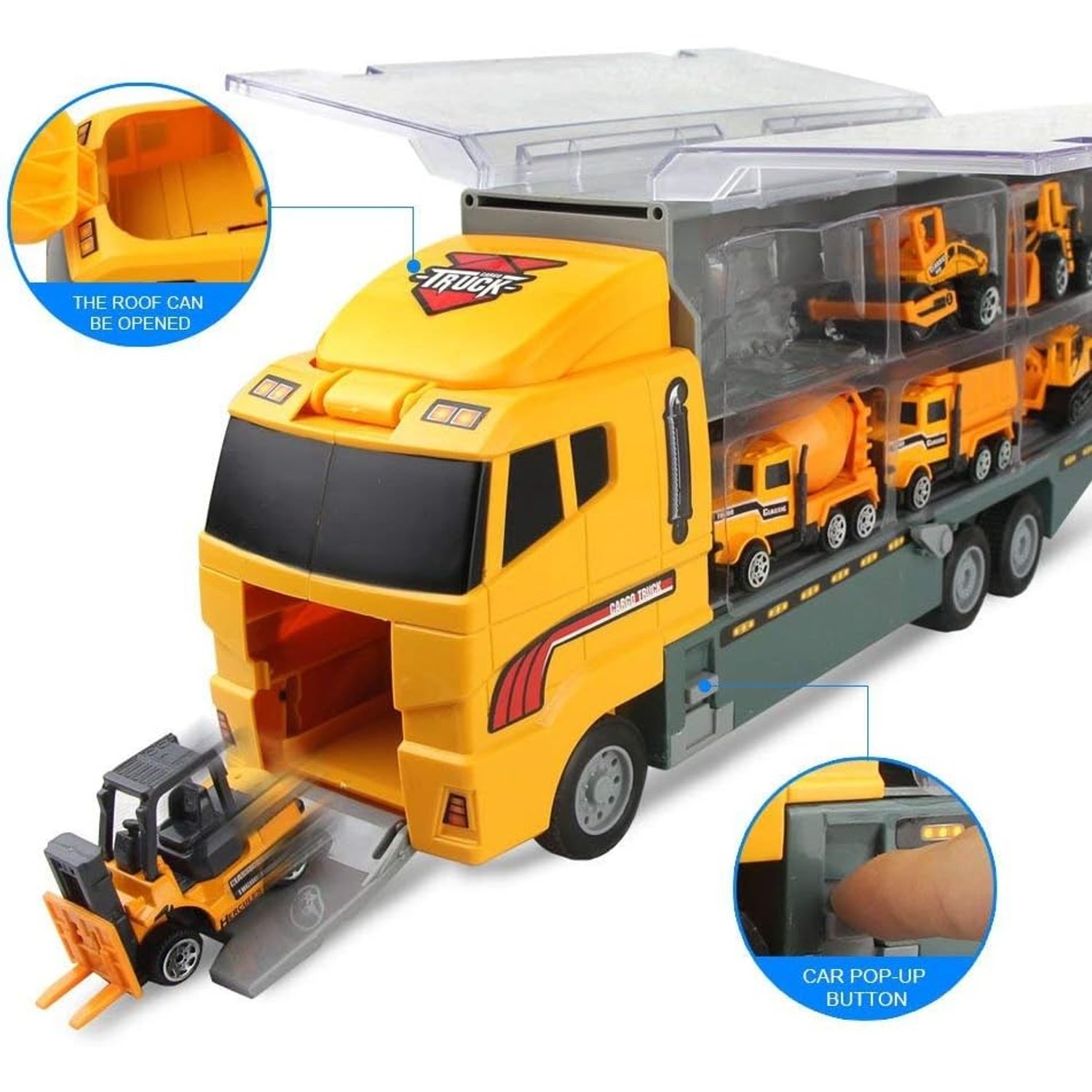 Construction Truck Carrier Set with 11 Mini Vehicles: image 5