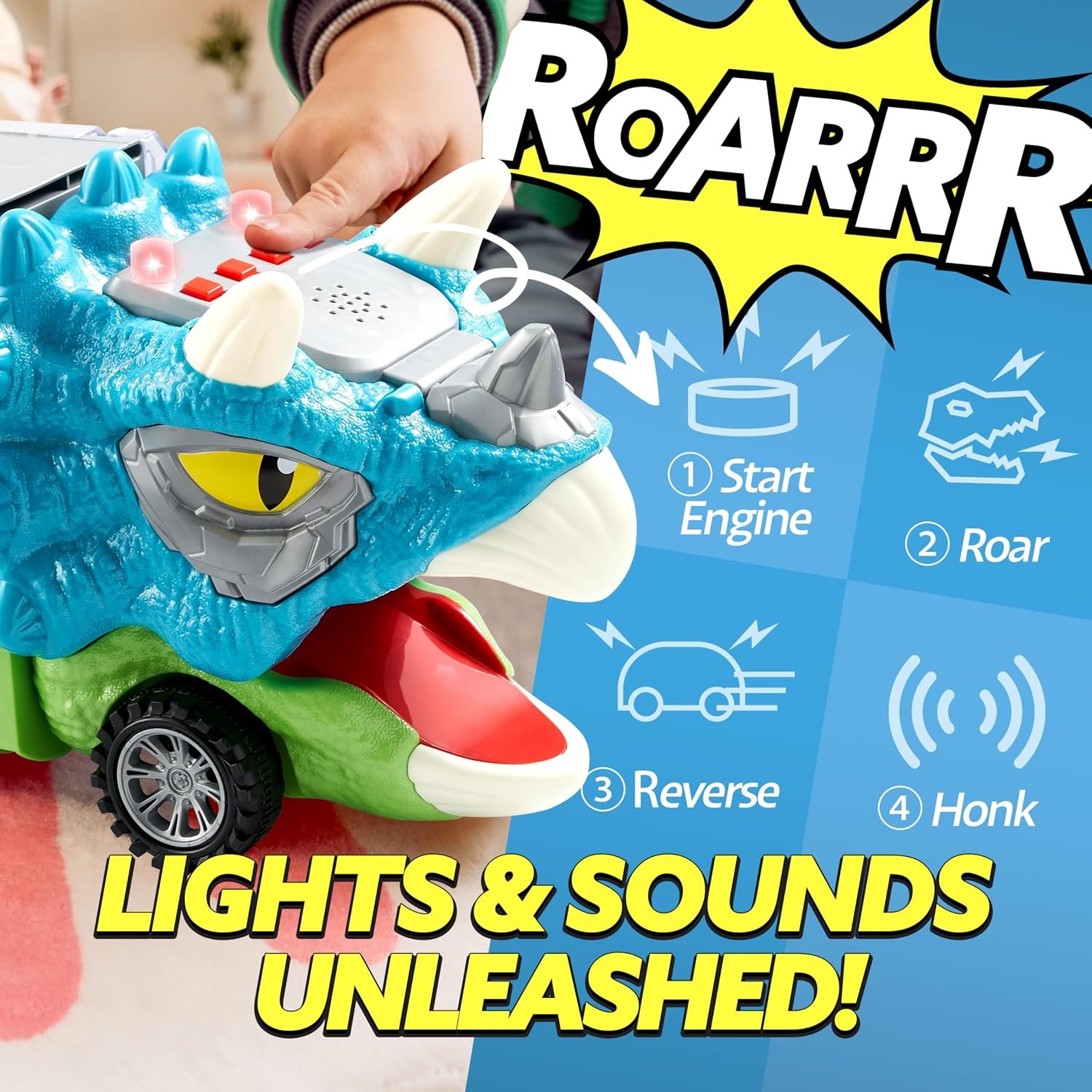 Dinosaur Transport Truck Set with 12 Mini Vehicles: image 2