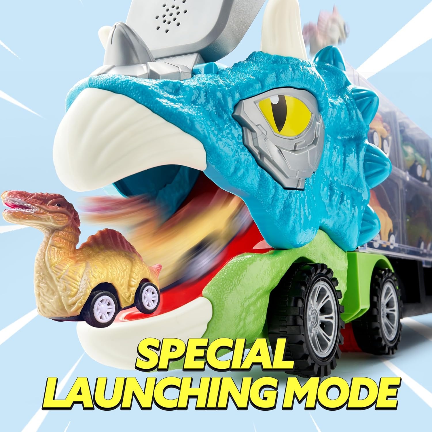 Dinosaur Transport Truck Set with 12 Mini Vehicles: image 3